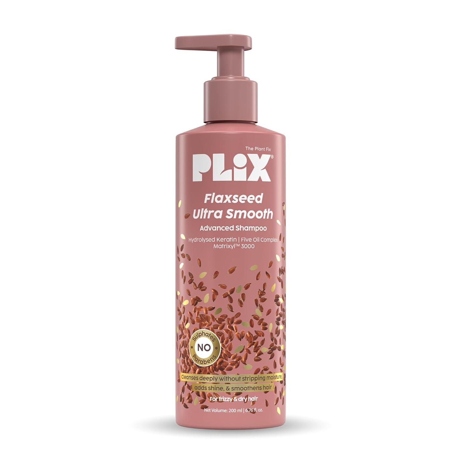 PLIX - THE PLANT FIX Flaxseed Ultrasmooth Advanced Shampoo | Plant Keratin PF & Flaxseed Oil | For Smooth & Shiny Hair | Paraben & Sulphate Free | For Men & Women | 200ml Beauty Bumble