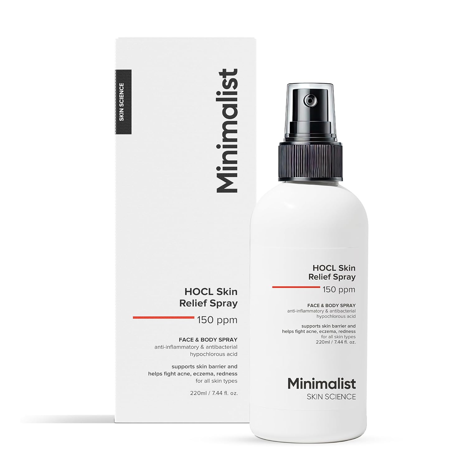 Minimalist Anti-Acne HOCL Spray For Skin Relief | Soothing & Repairing Toner for Face & Body | Anti-Microbial & Anti-Inflammatory Formula for Skin Barrier Support | Refreshing & Odor-Control| Suitable for All Skin Types | For Women & Men | 220ml Minimalist