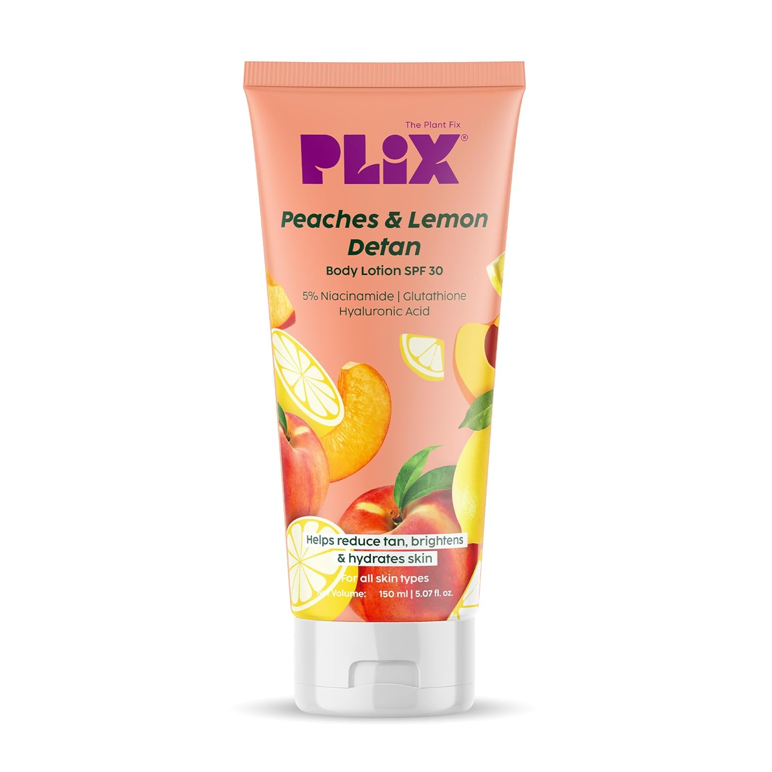 Plix Peaches & Lemon Detan Body Lotion SPF 30 with 5% Niacinamide 150ml PLIX