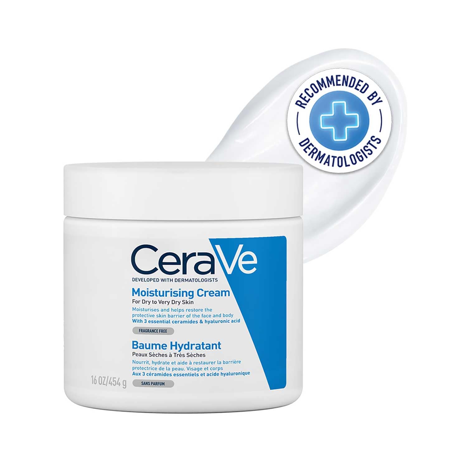 CeraVe Moisturizing Cream For Dry To Very Dry Skin (454g) - Formulated with 3 Essential Ceramides And Hyaluronic Acid | Non-Comedogenic Moisturizer For Face and Body CeraVe