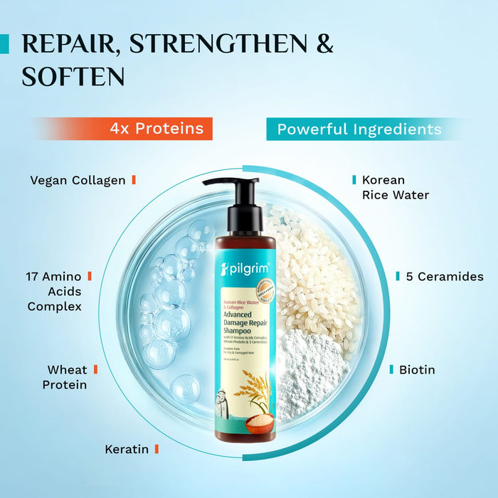 Pilgrim Korean Rice Water & Collagen Advanced Damage Repair Shampoo 200ml Pilgrim