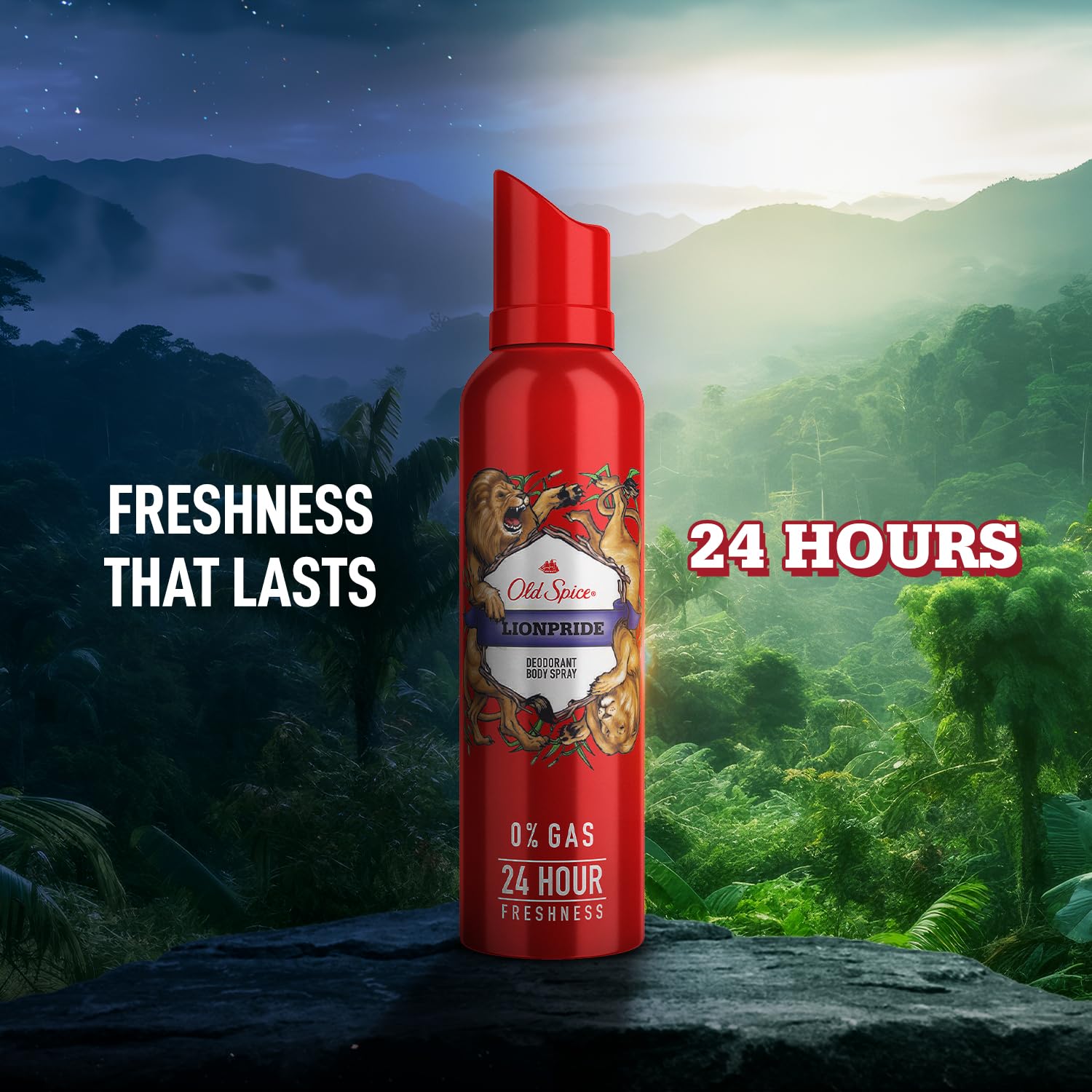 Old Spice Lionpride No Gas 24 hour Long Lasting Freshness Deodorant Perfume Body Spray For Men, 140ml OLD SPICE