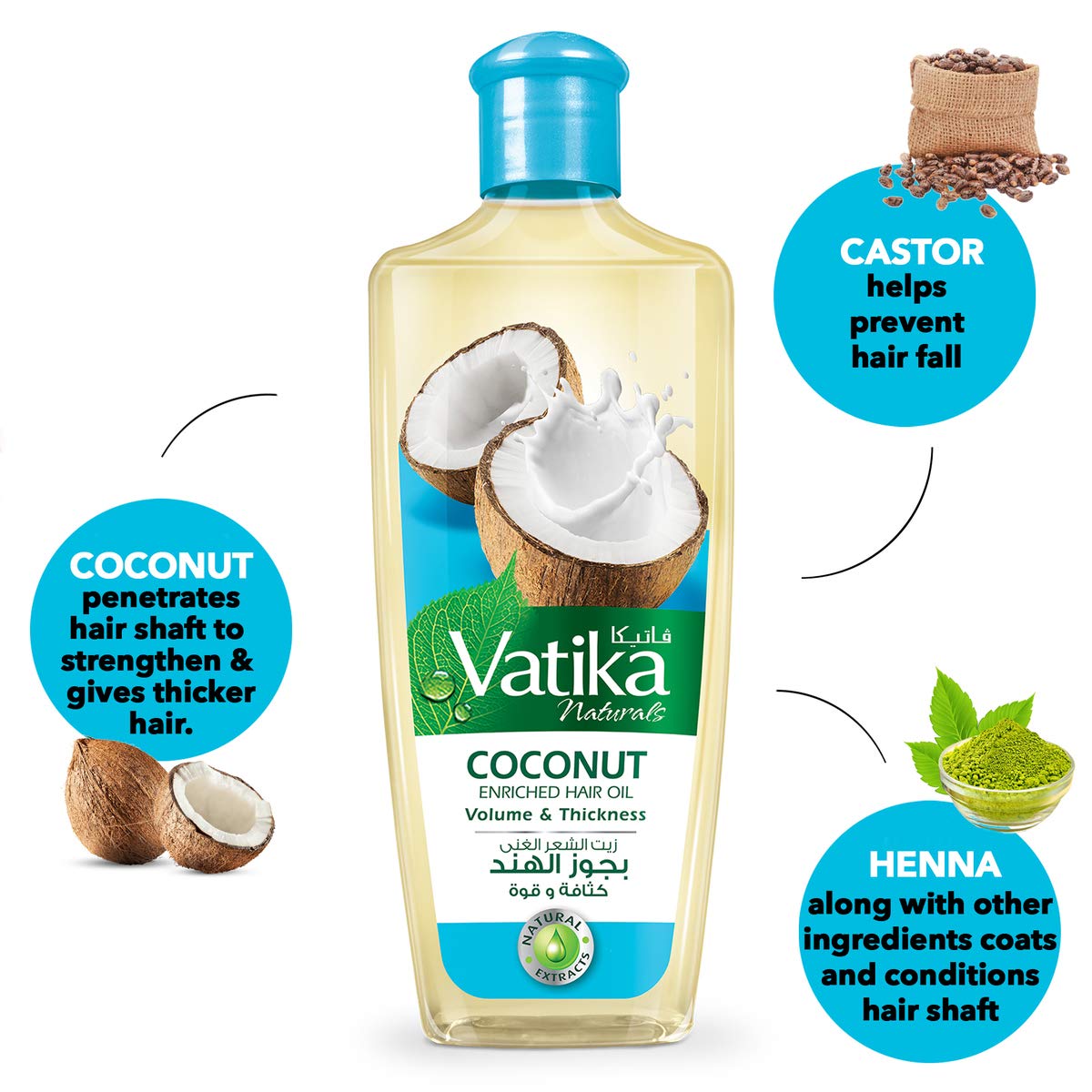 Vatika DABUR Coconut Enriched Hair oil For Dandruff and Hair fall Hair Oil (200 ml) VATIKA