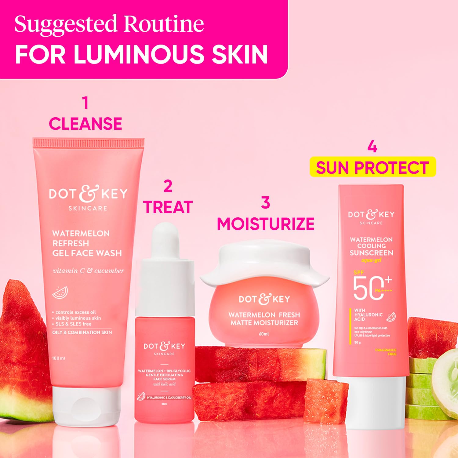 DOT & KEY Watermelon | Hyaluronic Cooling Sunscreen SPF 50 PA+++ | 50G Dot & Key