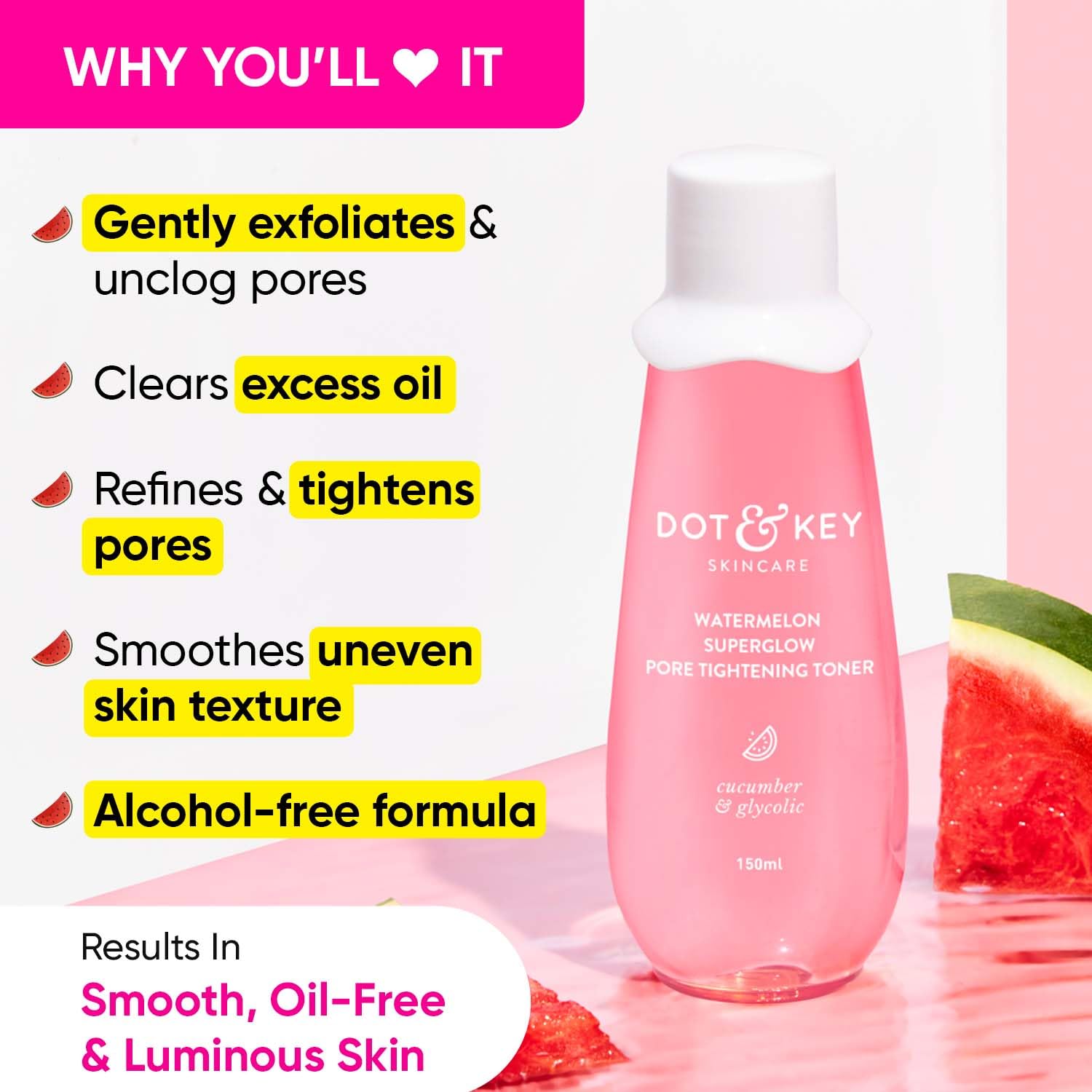 DOT & KEY Watermelon | Superglow Pore Tightening | Face Toner 150Ml Dot & Key