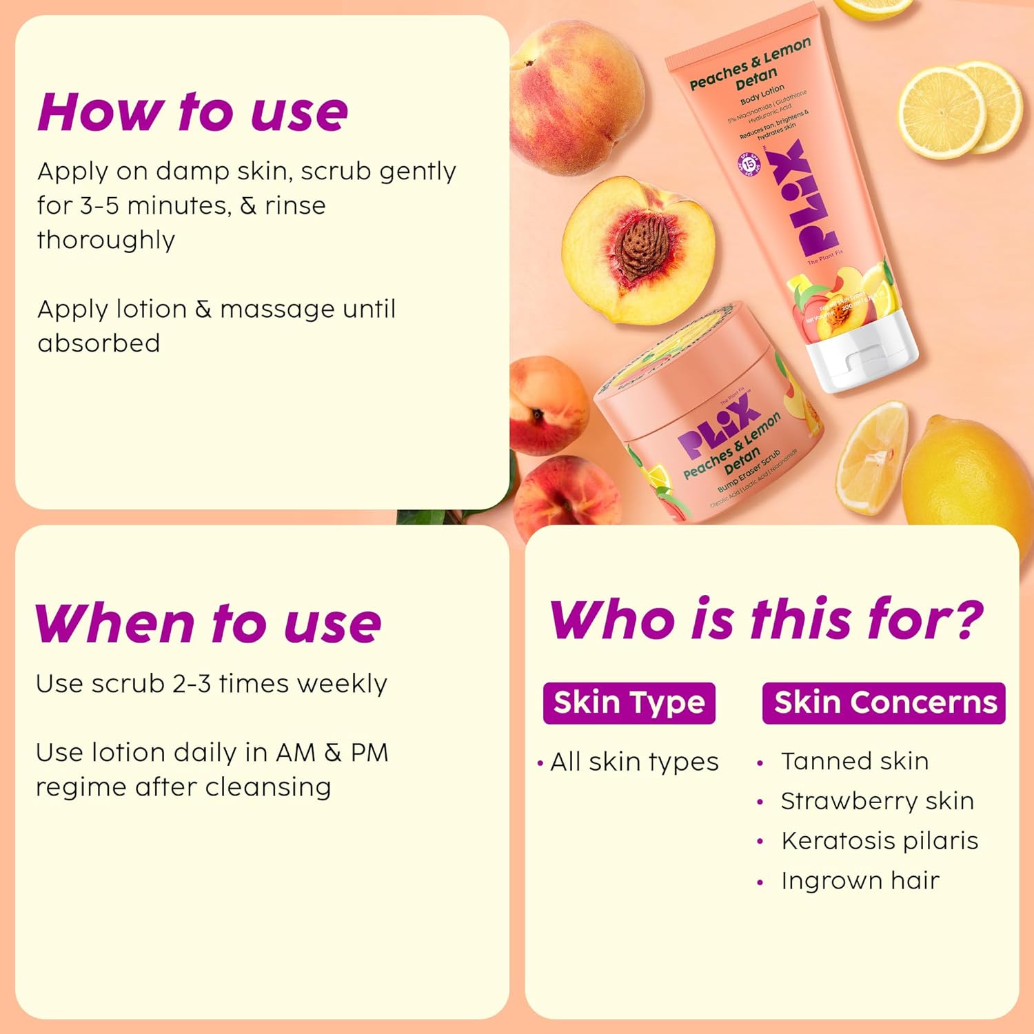 Plix Peaches & Lemon Detan Bump Eraser Scrub 200g PLIX