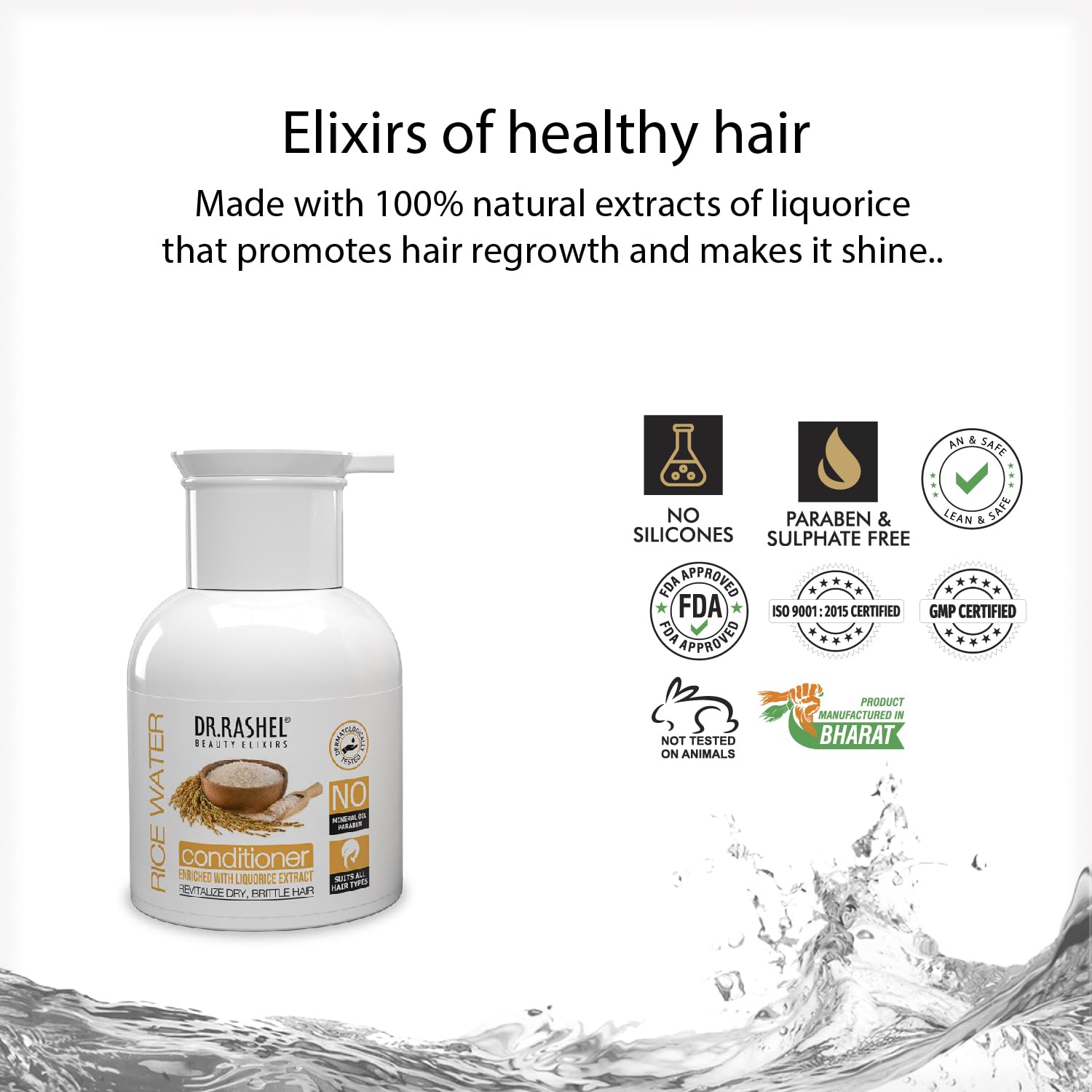 DR.Rashel Rice water Hair Conditioner For Men & Women Enriched with Goodness of Liquorice Extarct & Vitamin E | Revitalize Dry & Brittle Hair | Sutiable For Detangled & Breakage Free Hair 200 ML Dr. Rashel