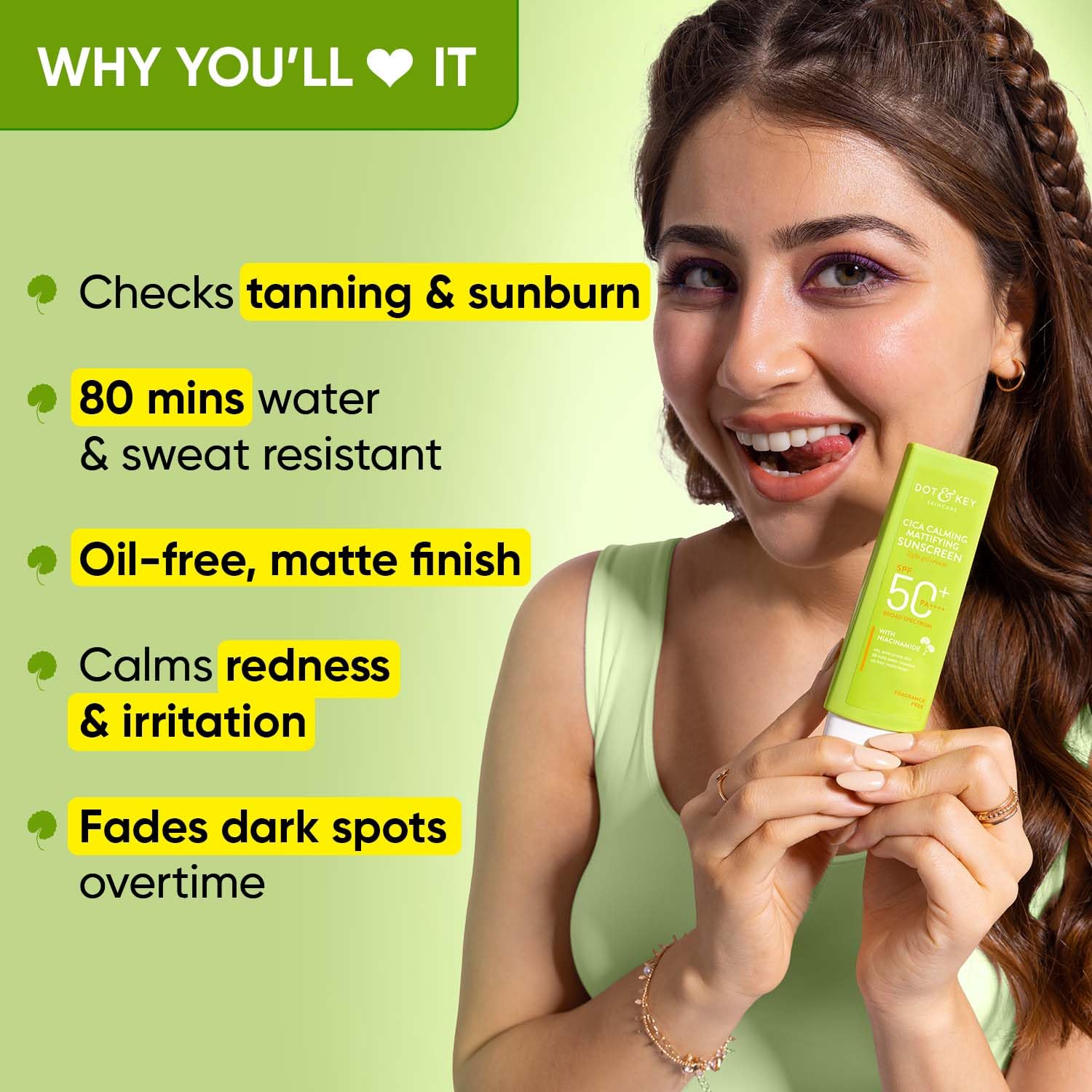 DOT & KEY CICA Calming | Mattifying sunscreen SPF 50+ | 50G Dot & Key