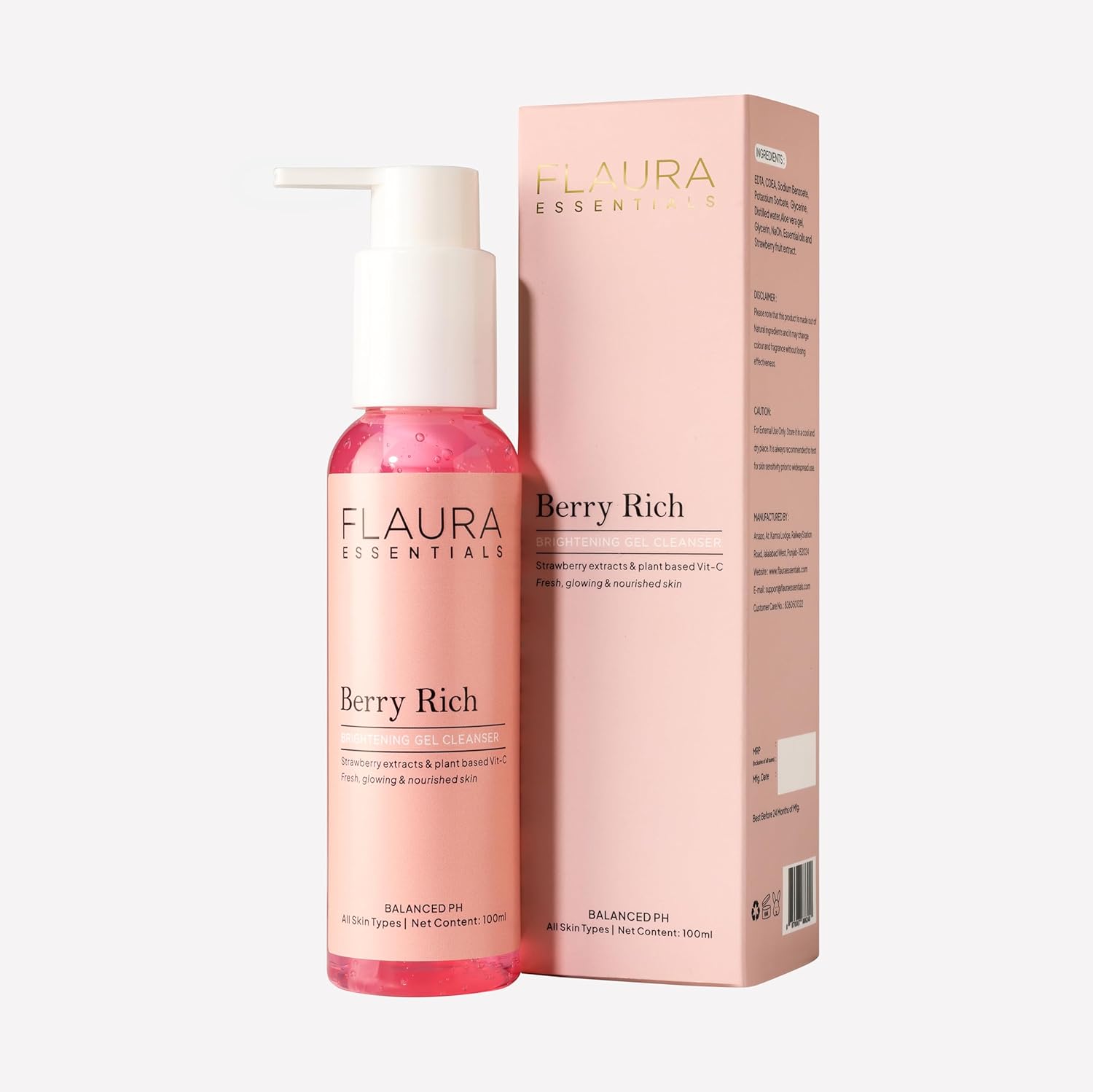 FLAURA ESSENTIALS BERRY RICH GEL  CLEANSER  100ML Flaura
