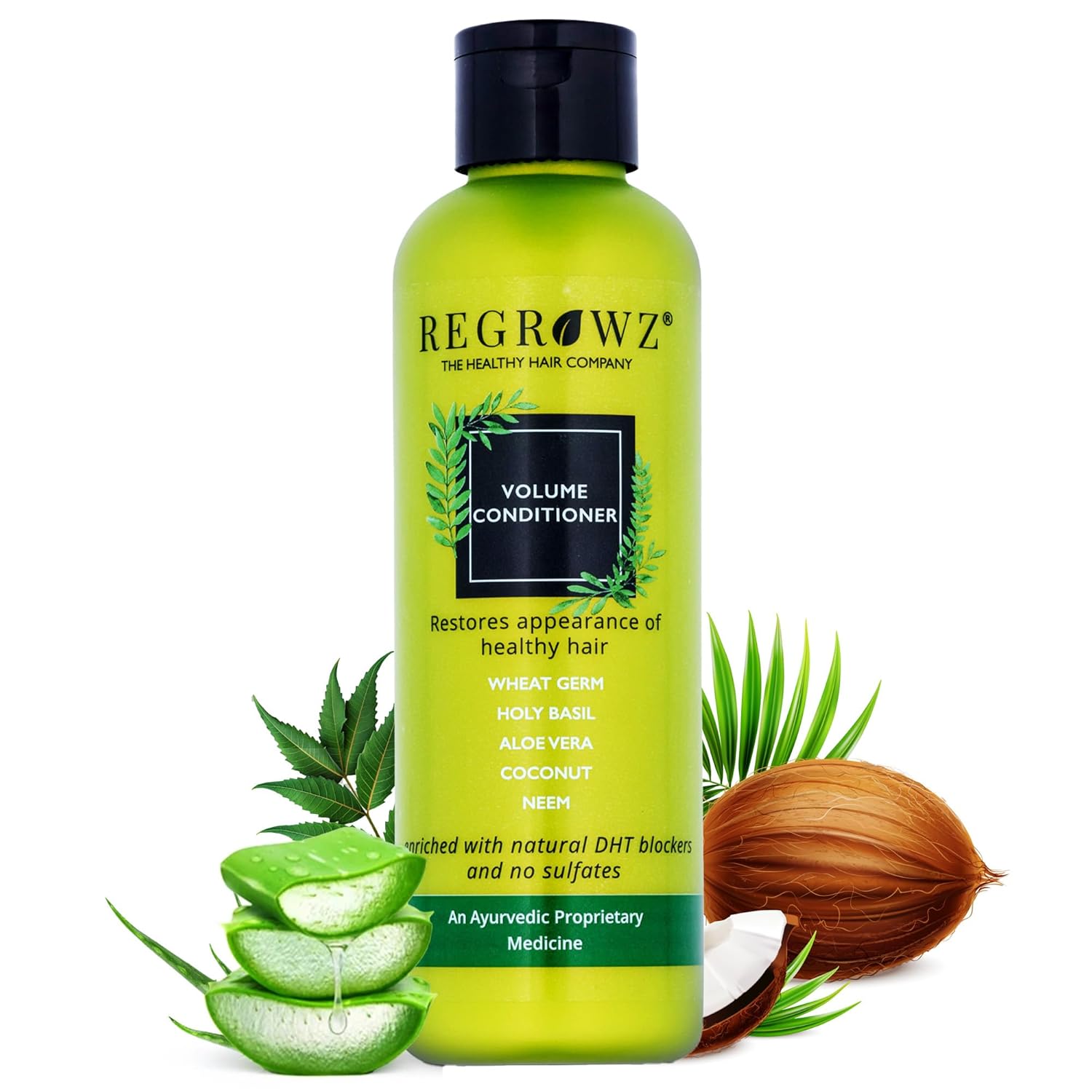 Regrowz Natural Volume Hair Conditioner – 200ml With Aloe Vera, Biotin, Neem and Herbal Extracts Lightweight Conditioner for Daily Use for Frizzy Curly Dry and Oily Hair Beauty Bumble