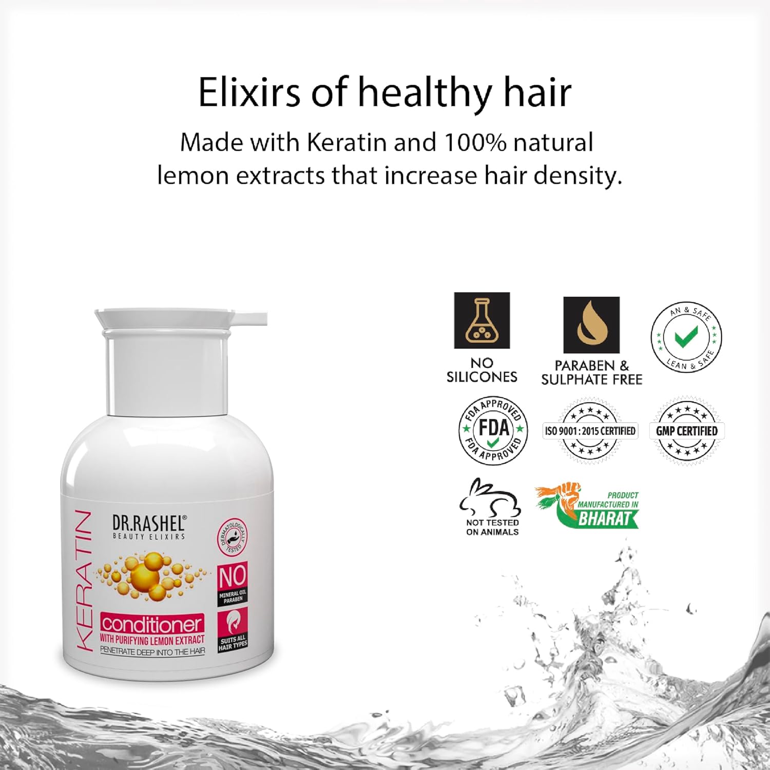 DR.Rashel Keratin Conditioner Enriched with Goodness of Keratin & Lemon Extract | Deep Intense Care for Hair Growth | Improves Hair Moisture & Elasticity For Men Women 200 ML Dr. Rashel