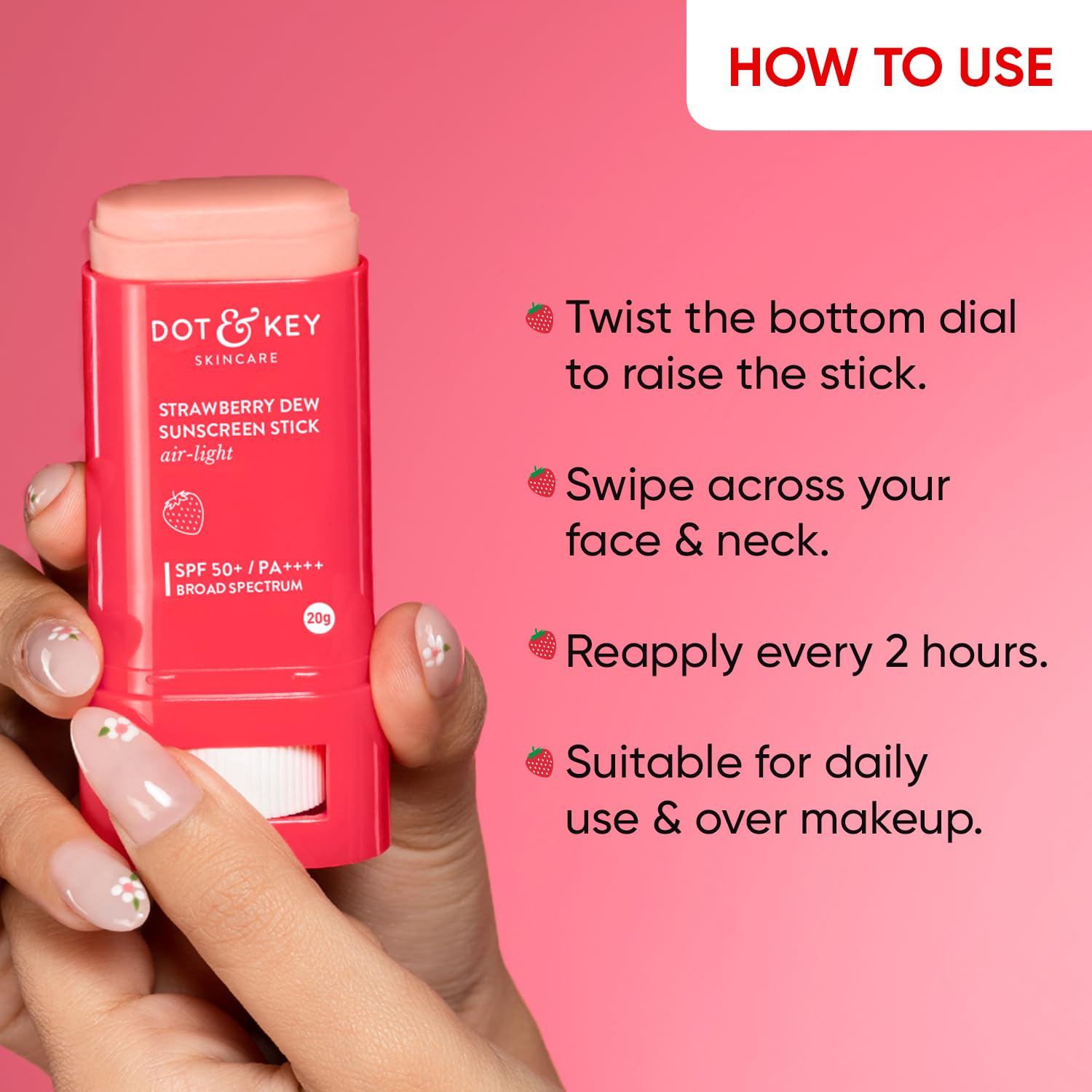 DOT & KEY Strawberry | Dew Sunscreen | Stick On-The-Go Spf 50 Pa+++ | 20G Dot & Key