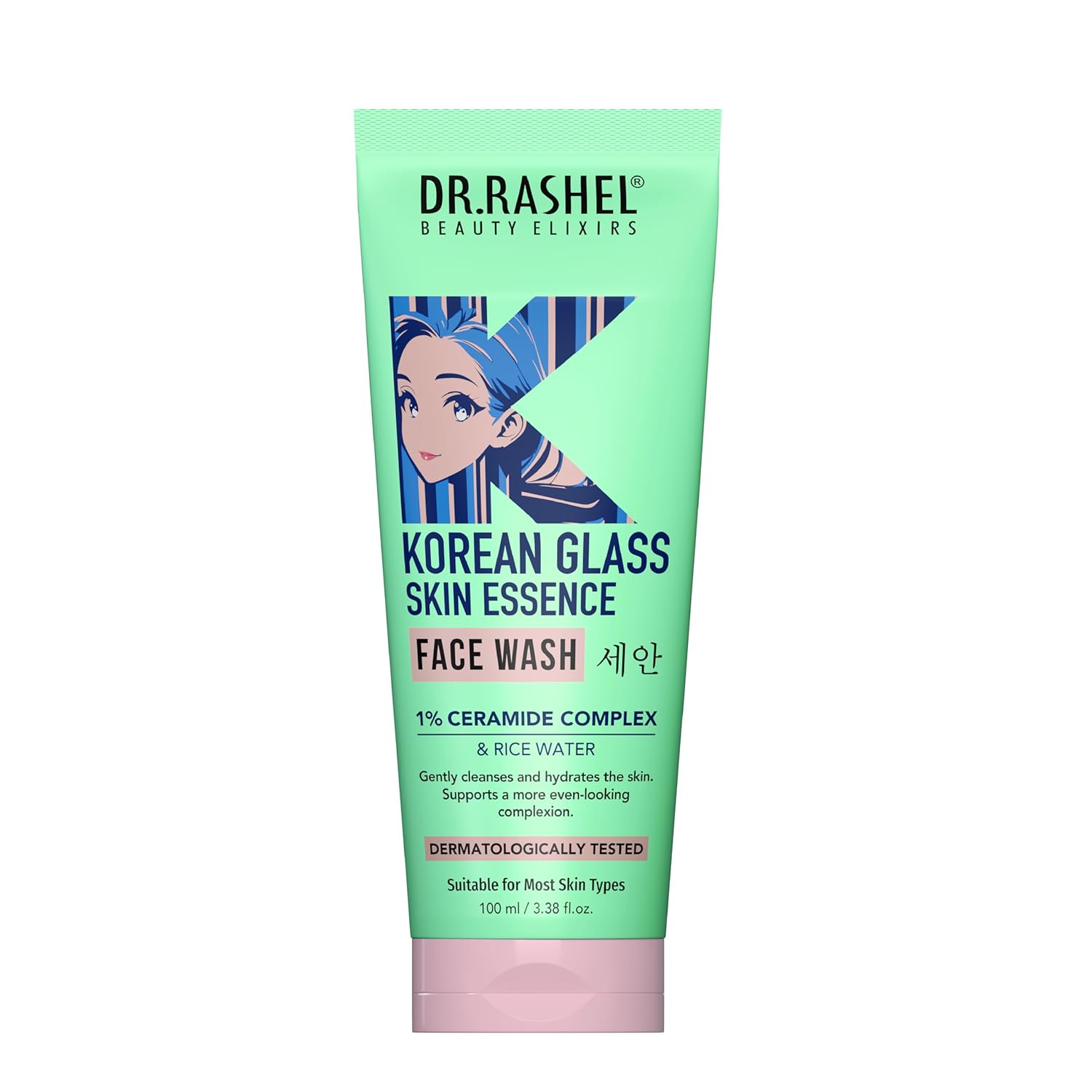 DR.RASHEL Korean Face Wash | With Rice Water & 1% Ceramide Complex | Brightening | Hydrating | Gentle Cleanser For All Skin Types | 100ml Dr. Rashel