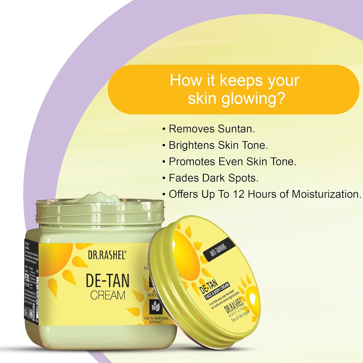 DR.RASHEL De-Tan Face Cream For Women and Men (380 Ml) | All Skin Types |Soft and Healthy Skin | Repairing & Nourishment | Deep Hydration & Moisturization | 100% Vegan | Paraben Free Dr. Rashel