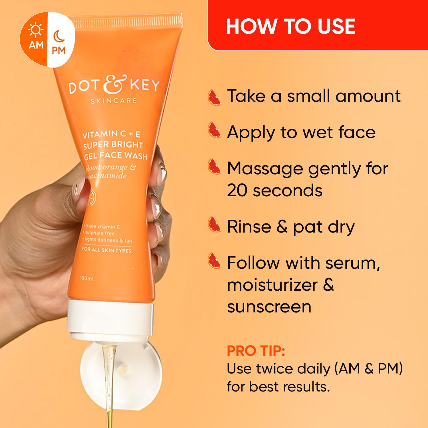 DOT & KEY Vitamin C + E | Super Bright Gel Face Wash | For Glowing And Brightening Skin | 100 Ml Dot & Key