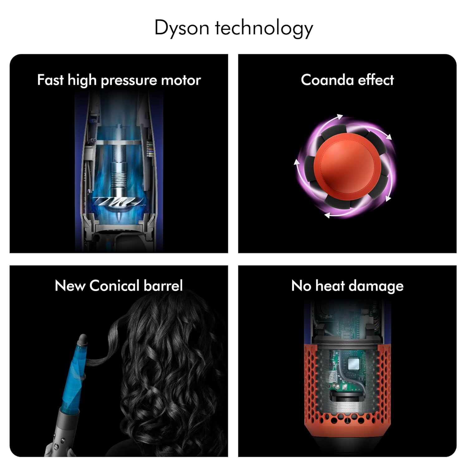 Dyson Airwrap i.d. App Connected Intelligent Multistyler|Personalize Curl Sequence|6 in 1|Dry|Curl|Shape|Smooth|Hide Flyaways|No Heat Damage|7 Styling, 3 Speed & 3 Heat Settings|2 Year Warranty (Vinca Blue/Topaz) Dyson