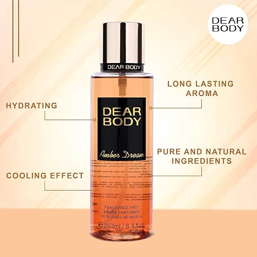 Dear Body Mist for Women, 250ml | Long-Lasting Refreshing Fragrance | Perfect for Daily Use (Amber Dream) DEAR BODY