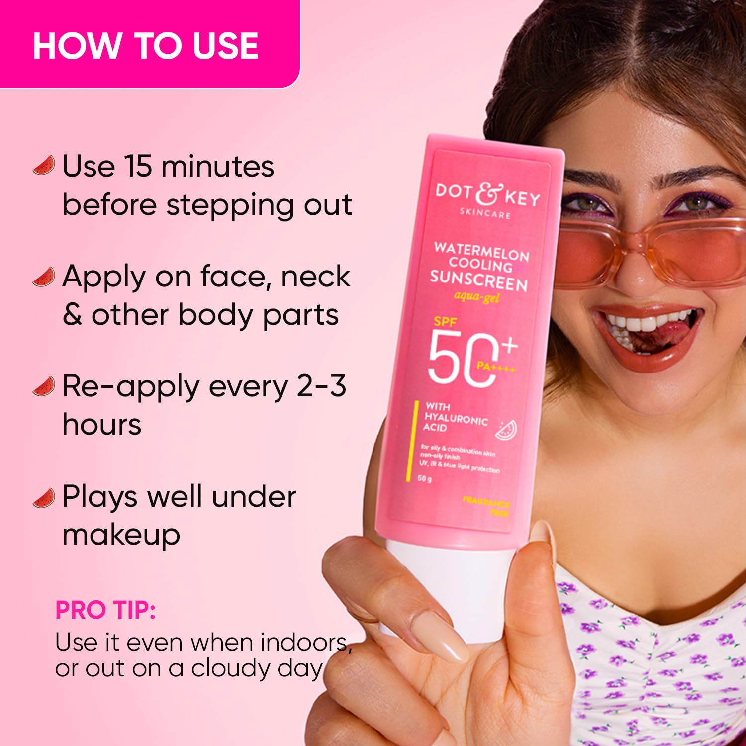 DOT & KEY Watermelon | Hyaluronic Cooling Sunscreen SPF 50 PA+++ | 50G Dot & Key