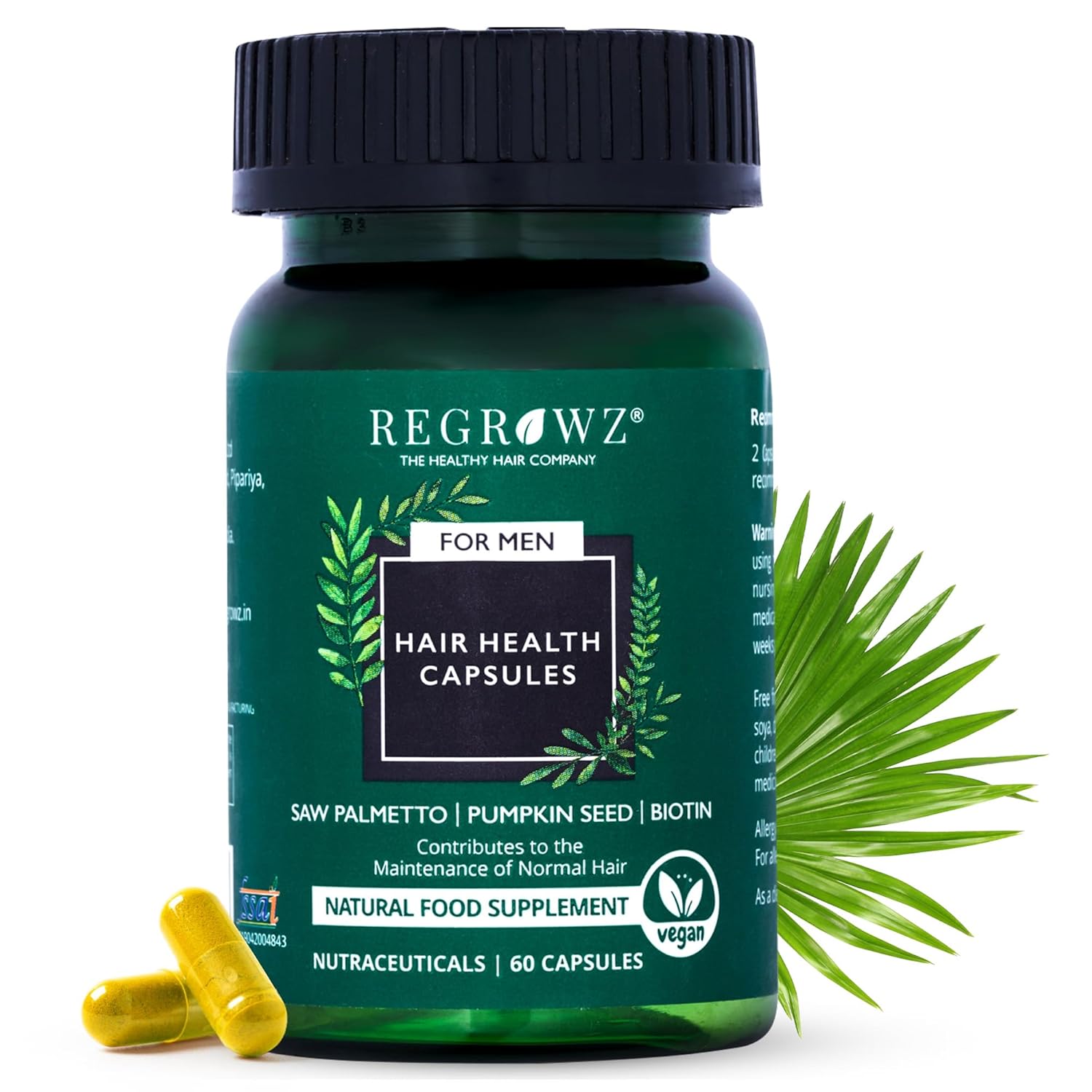 Regrowz Hair Capsules for Men – With Biotin, Pumpkin Seeds & Herbal Extracts | Nutritional Hair Supplement for Well-Groomed, Fuller Appearance, 60 Capsules Beauty Bumble