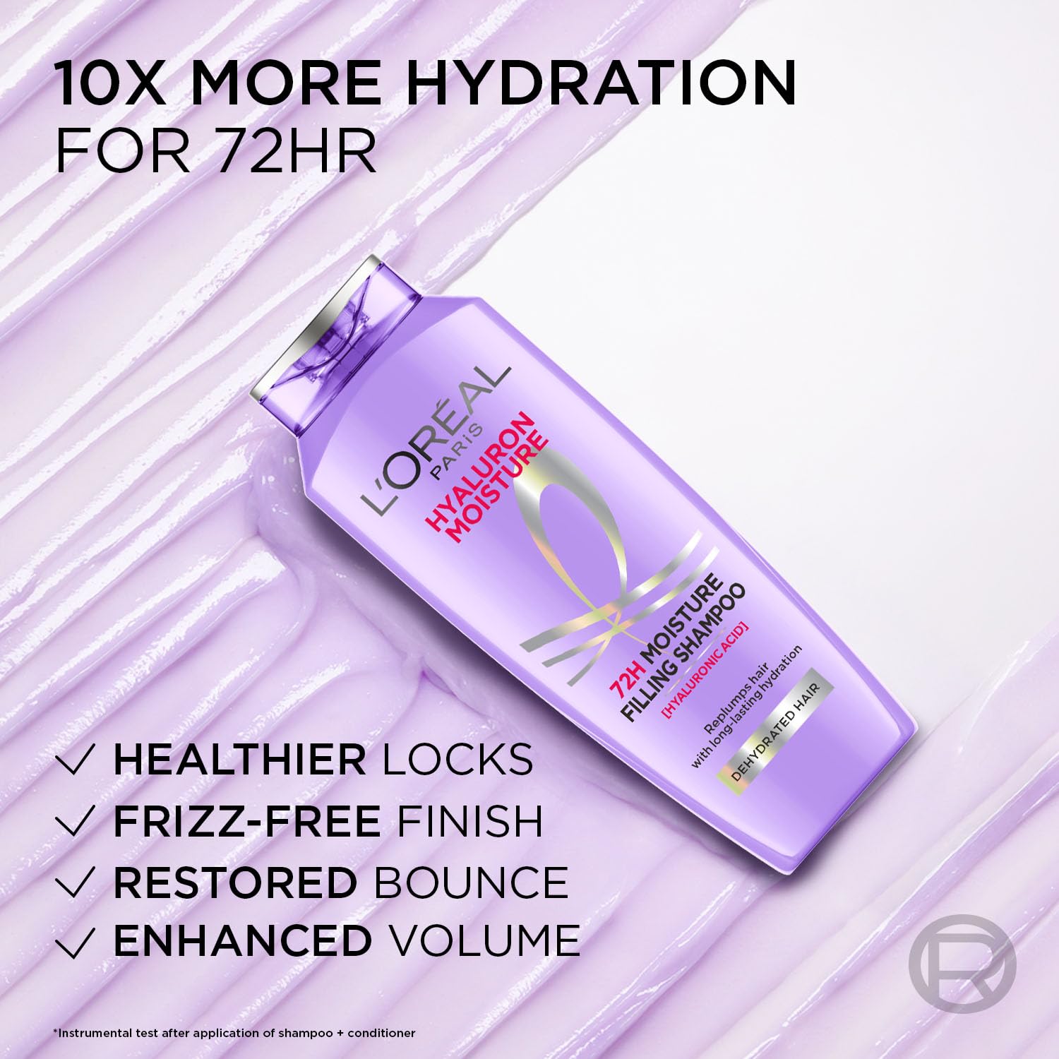 L'Oreal Paris Moisture Filling Shampoo, With Hyaluronic Acid, For Dry & Dehydrated Hair, Adds Shine Bounce, Hyaluron 72H, 340Ml. Loreal Paris