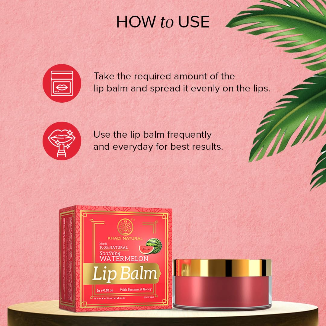KHADI NATURAL Soothing WATERMELON Lip Balm 5g KHADI NATURAL