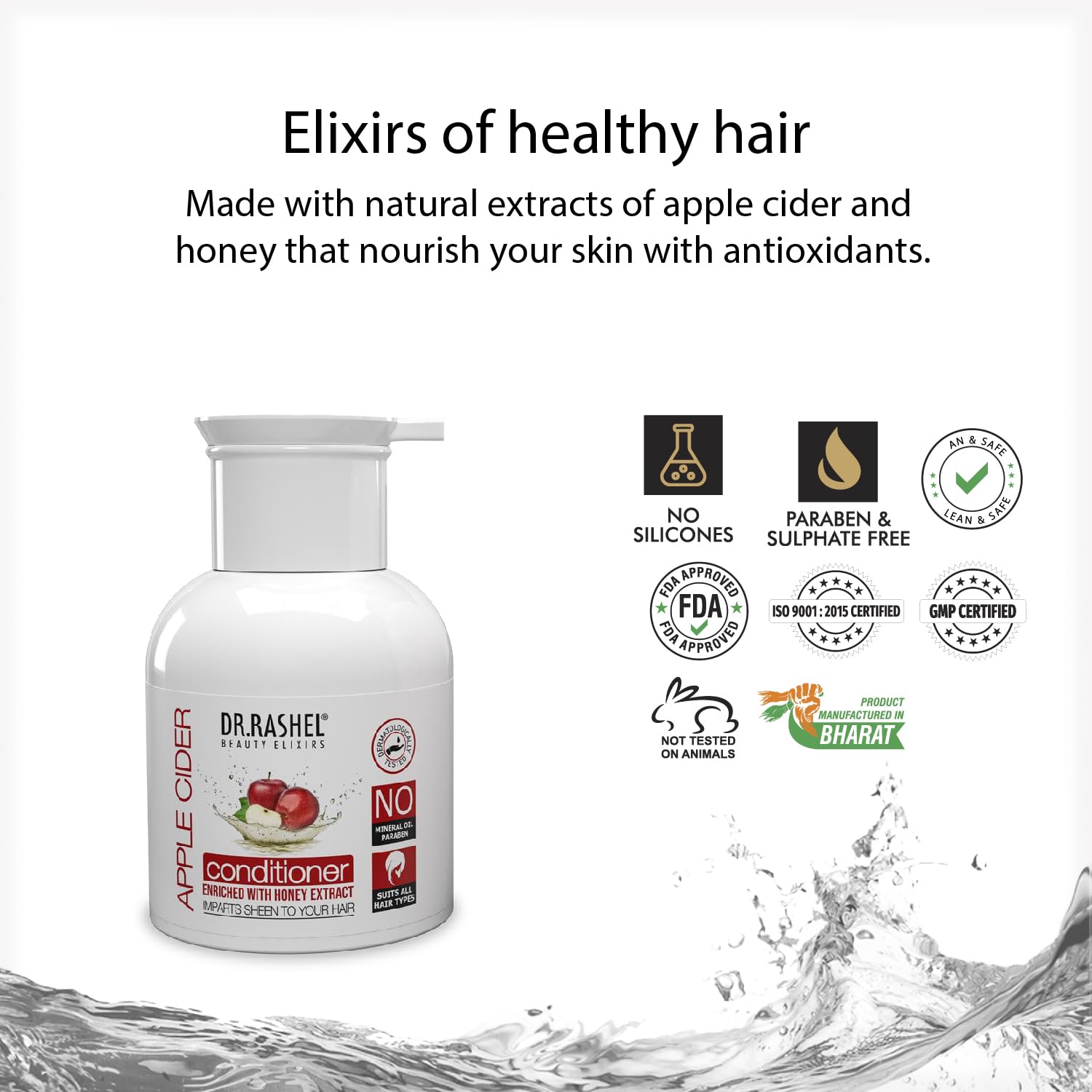 DR.Rashel Apple Cider Vinegar Conditioner Enriched with Goodness of Apple Cider vinegar & Honey Extract | Neutralize hair damage | Promotes Dry, Frizzy, Strong & Tangle Free Hair For Men Women 200 ML Dr. Rashel