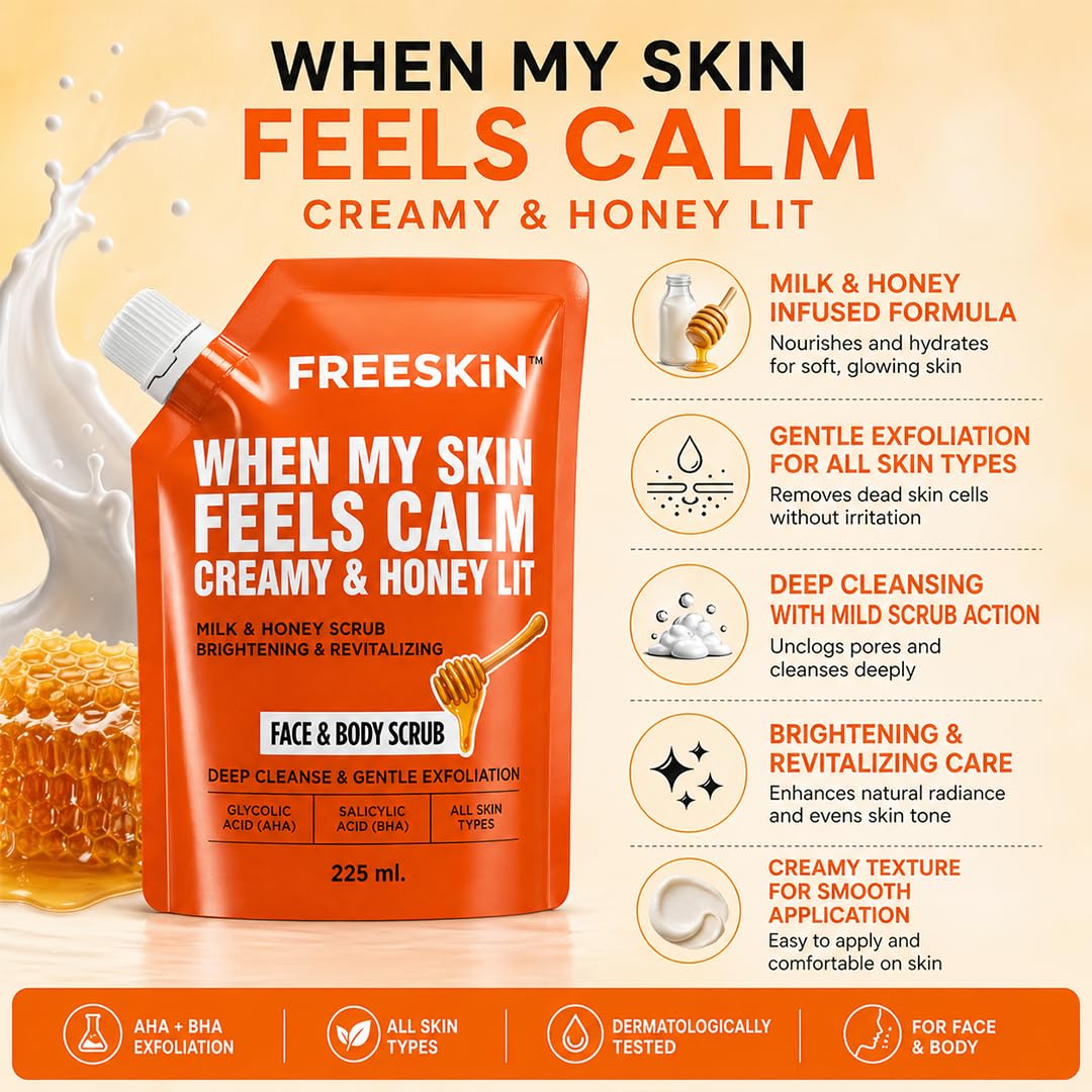 Freeskin Milk & Honey Scrub 225ML freeskin