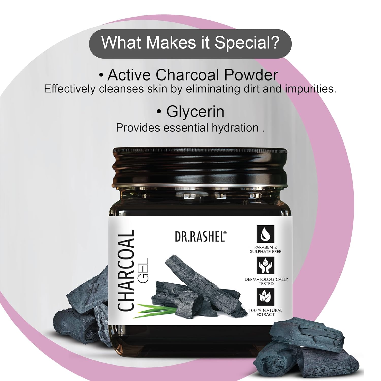 DR.RASHEL Charcoal Gel For Face & Body For Normal Skin (380 Ml) Dr. Rashel