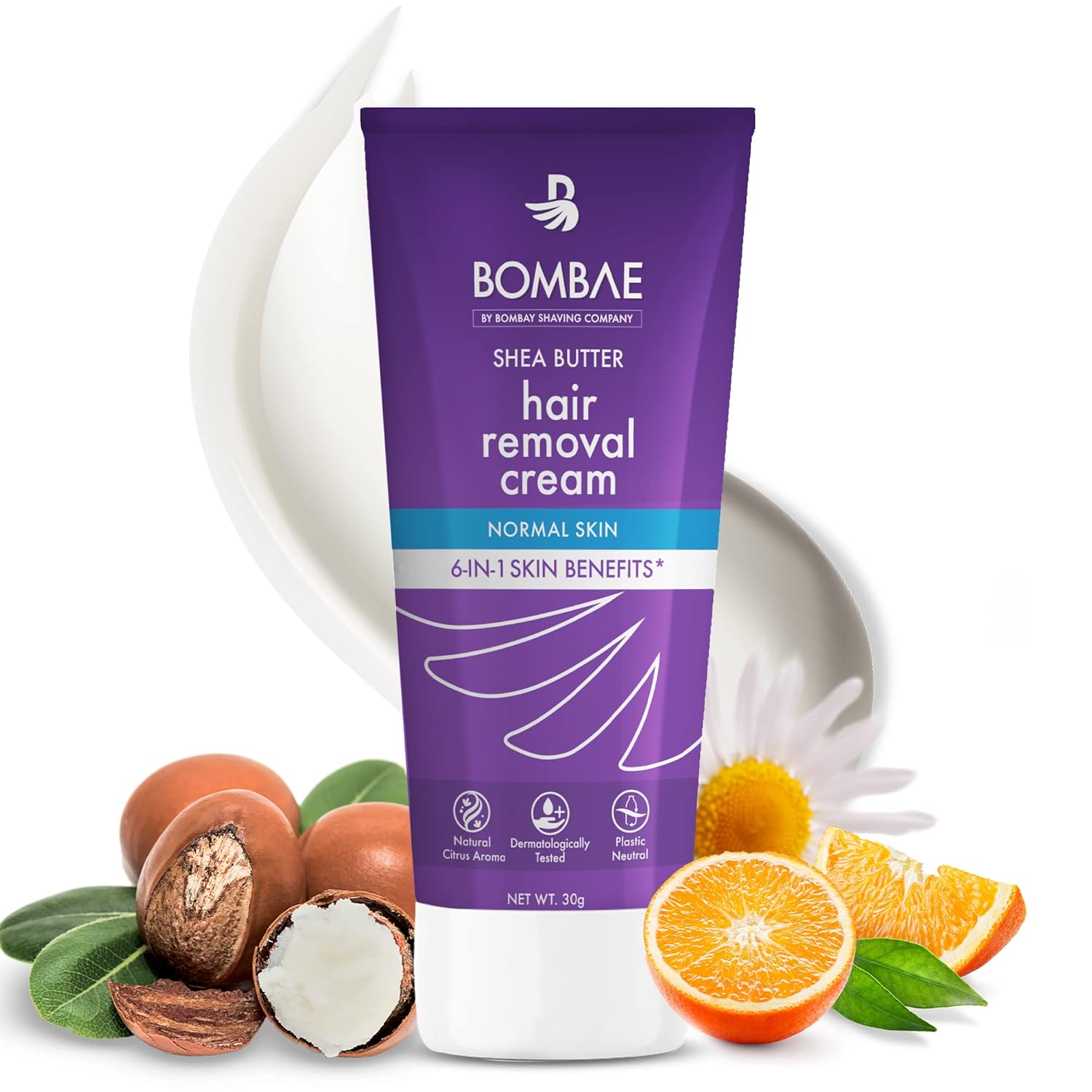 Bombae Shea Butter Hair Removal Cream For Women | Suitable For Sensitive Skin |No smell, no darkening, no drying| For Body, Legs, and Bikini Line, 30g BOMBAE
