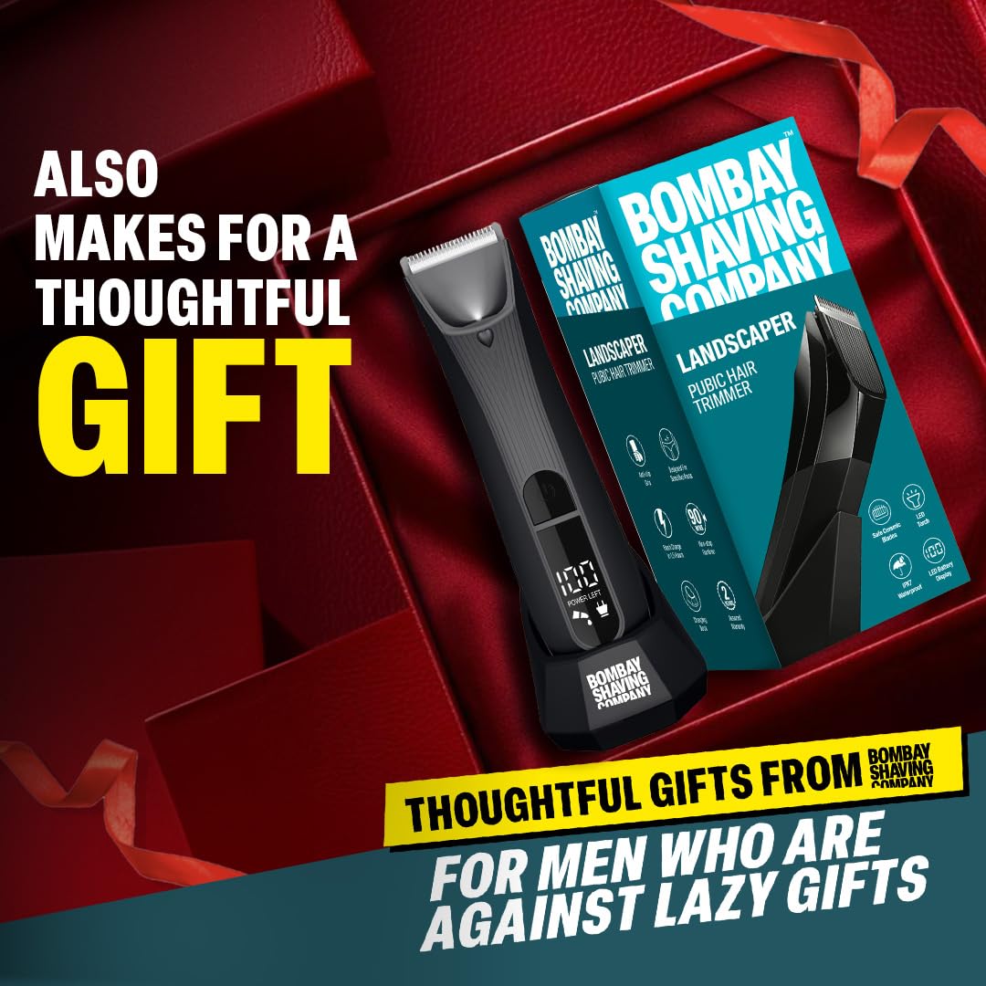 Bombay Shaving Company Balls Trimmer For Men | Pubic Hair Trimmer and Body Groomer for Men | Private Part Trimmer For Men, Waterproof (IPX7), Cordless, LED Display, LED Torch, Safe Ceramic Blades, Dock Charging | LANDSCAPER 2.0 (Black) Beauty Bumble