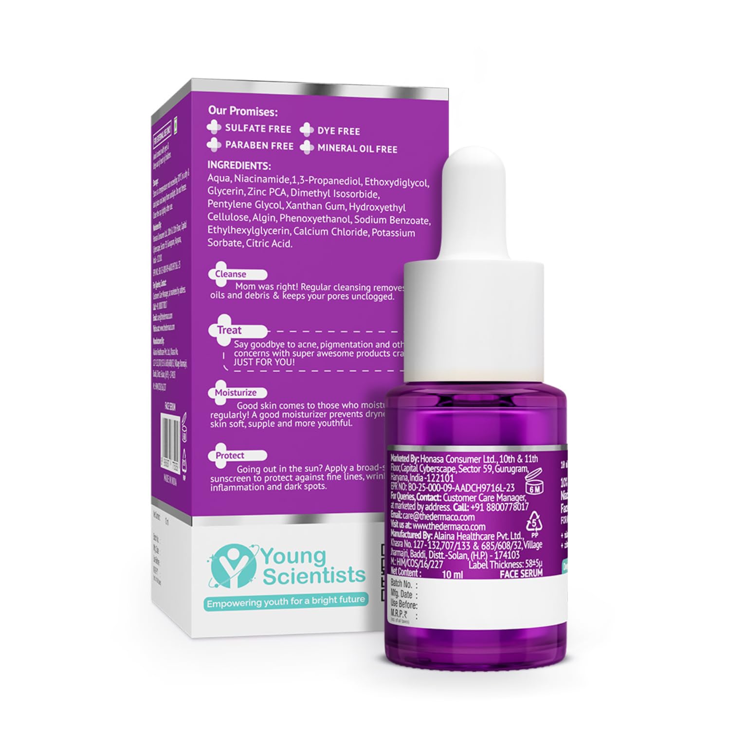The Derma Co 10% Niacinamide Serum with 2% Zinc, Powered by Deep Penetration Formula™ | Fades Acne Marks, Controls Oil & Reduces Dark Spots | 10 ml Beauty Bumble