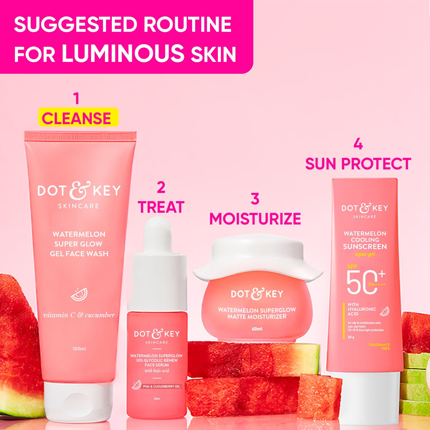 DOT & KEY Watermelon | Super Glow Gel Face Wash | With Vitamin C & Cucumber | 100Ml Dot & Key