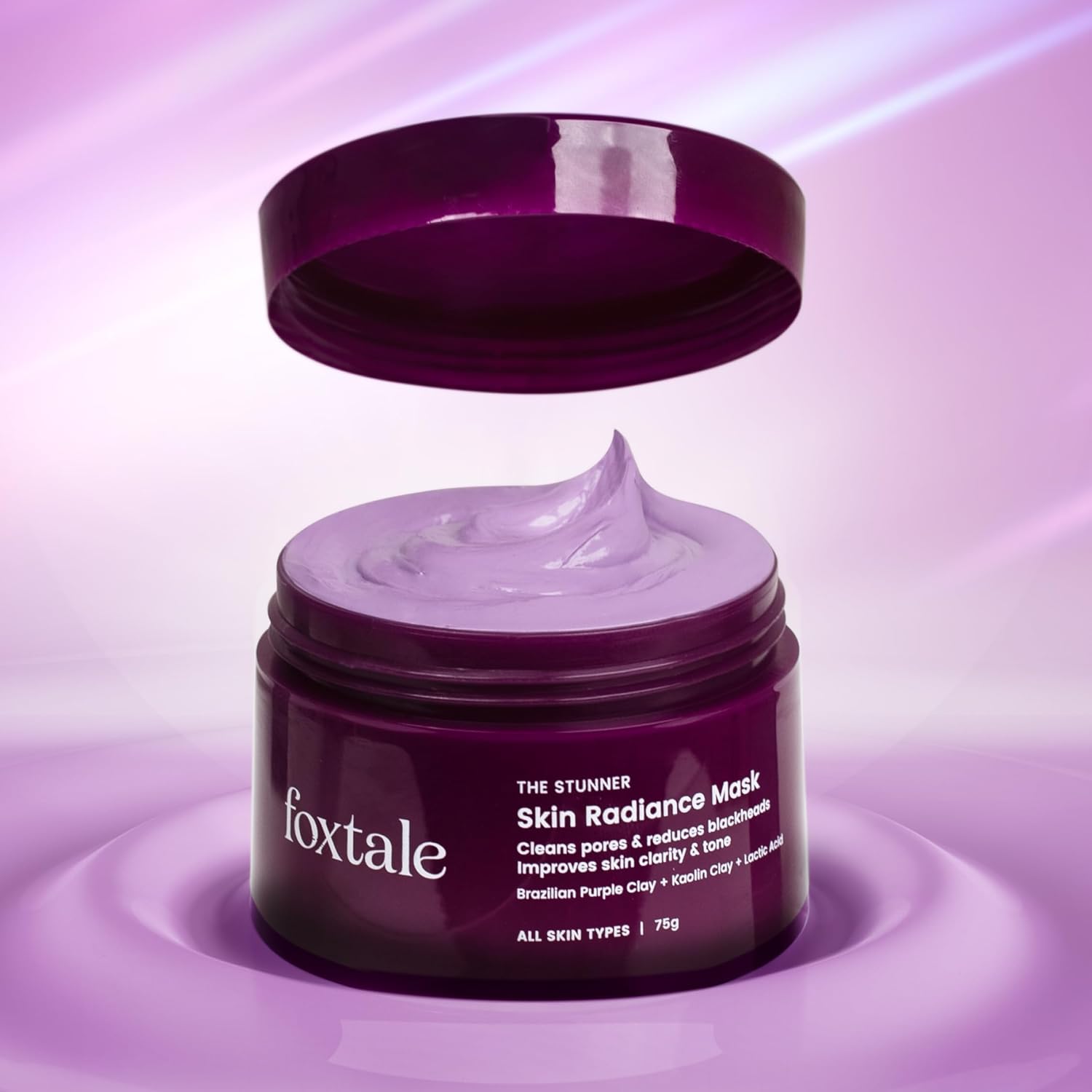 Foxtale De-Tan Face Mask for Glowing Skin| Clay Mask with Lactic Acid for Tan Removal, Reduction in Blackheads, Instant Brightening| New-Age Ubtan Face Pack for All Skin Types | Men & Women- 75g FOXTALE