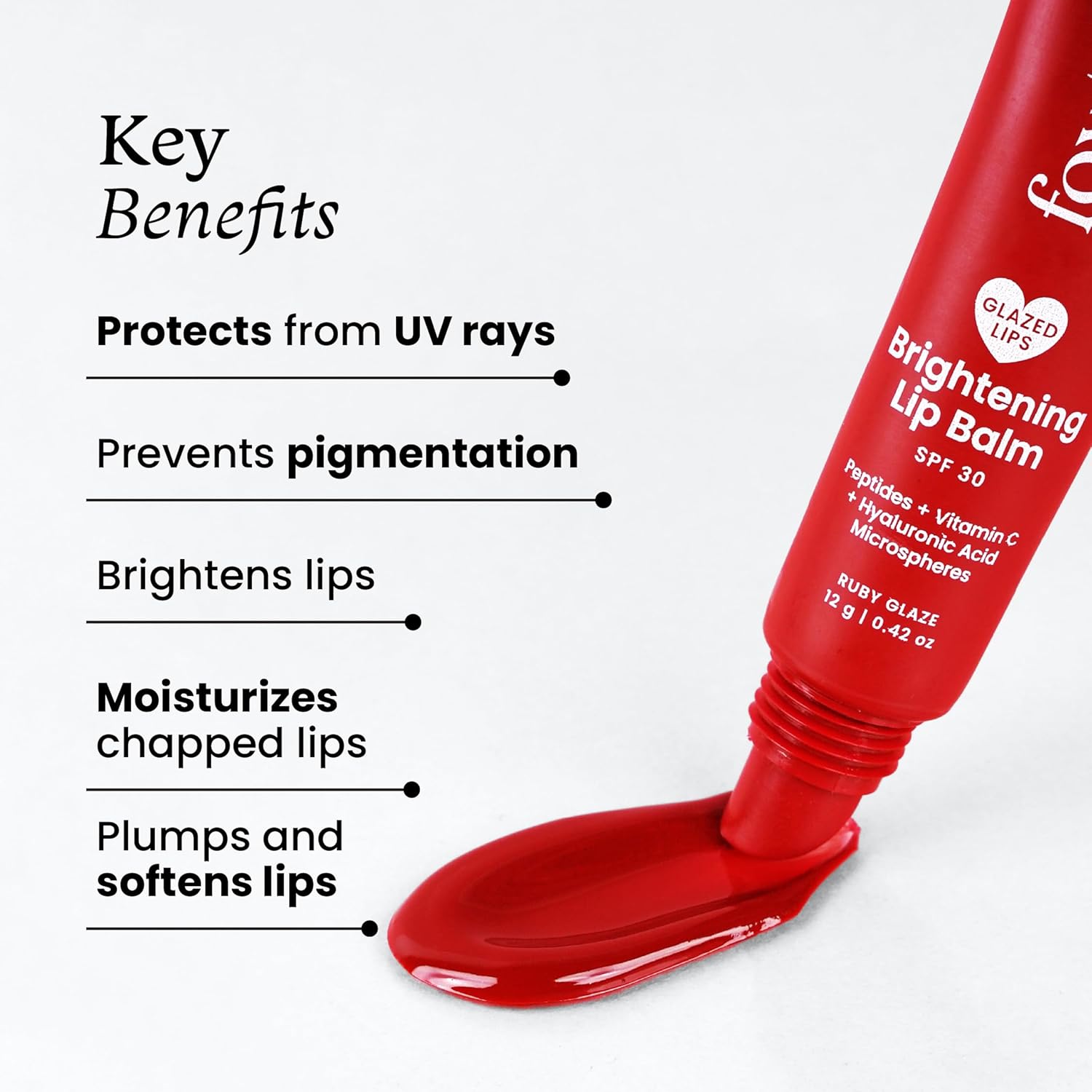 Foxtale SPF 30 Brightening Lip Balm for Dark Lips with Peptides & Vitamin C | Brightens Pigmented Lips | Hydrates Lips | SPF Lip Balm - Ruby Glaze 12gm FOXTALE