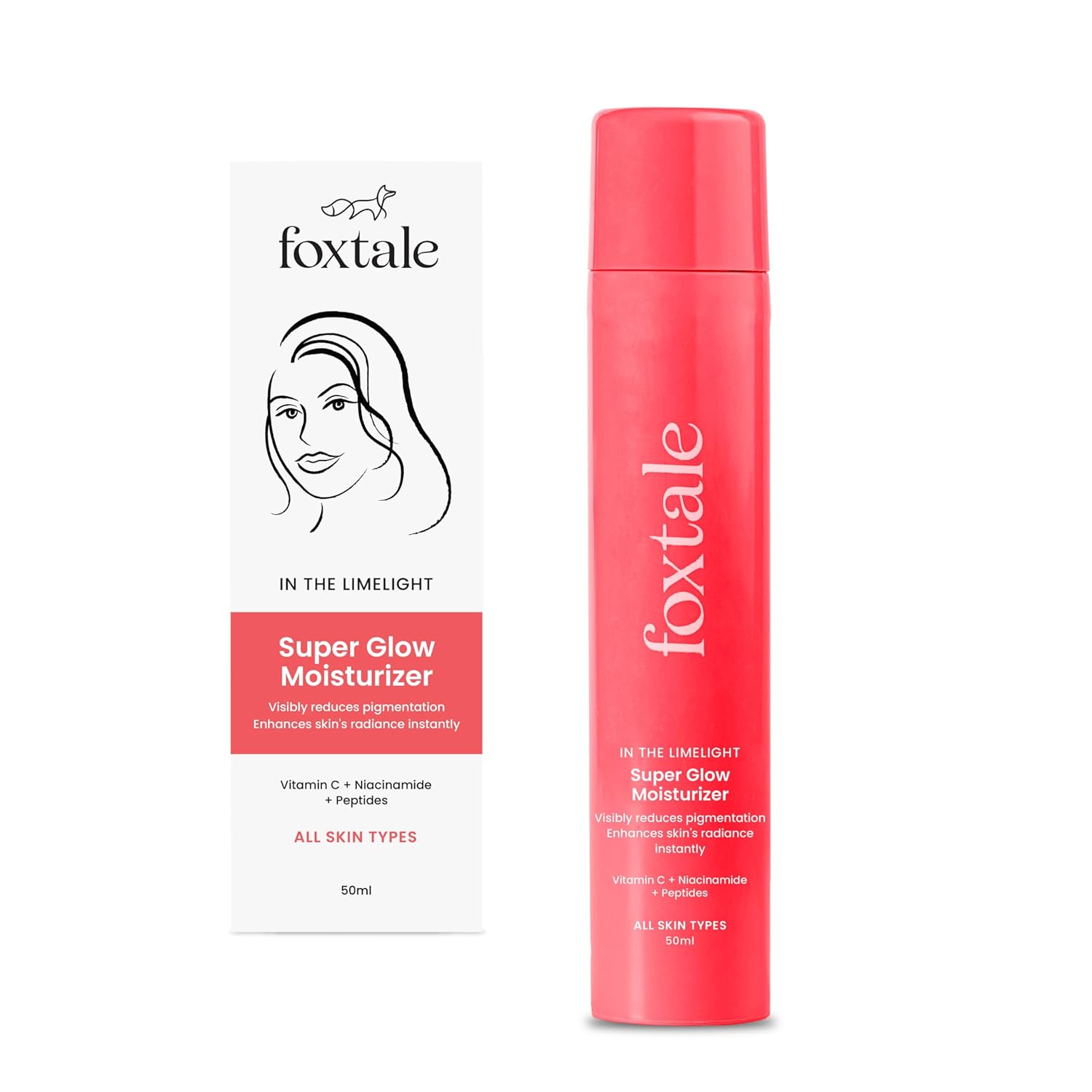 Foxtale Vitamin C Super Glow Moisturizer with Niacinamide & Peptides, Visibly Reduces Pigmentation, Enhances Skins Radiance Instantly, For All Skin Types, Women & Men - 50ml, Cream FOXTALE
