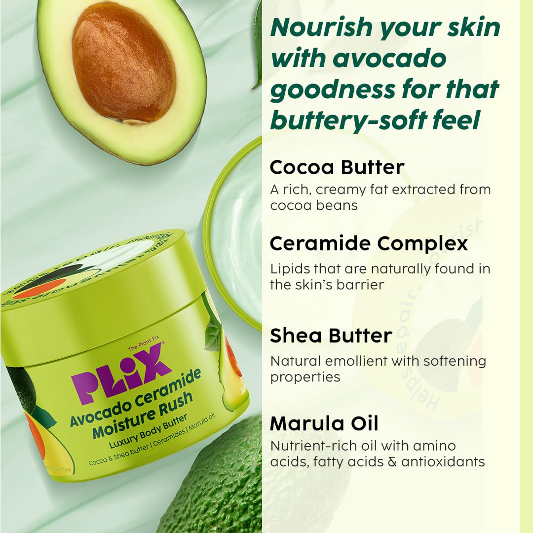 Plix Avocado Ceramide Moisture Rush Luxury Body Butter 200g PLIX