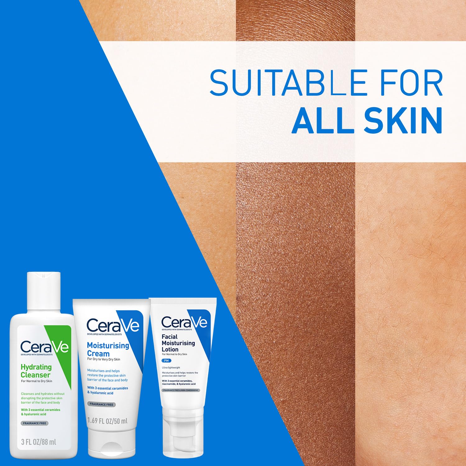 CeraVe Hydrating Cleanser For Normal To Dry Skin (88ml) - Non-Foaming Face Wash with Hyaluronic Acid And Ceramides | Non-Comedogenic, Non-Irritating And Fragrance-Free Cleanser CeraVe