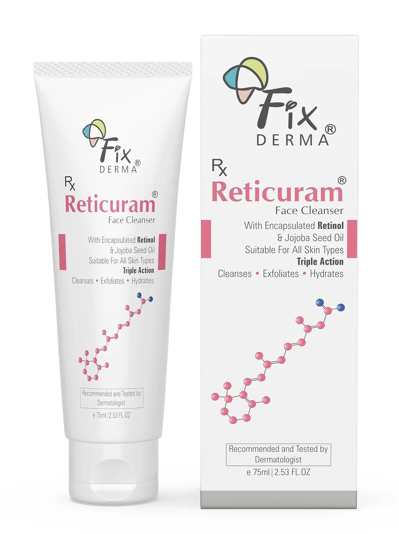 Fixderma 0.05% Retinol Reticuram Face Cleanser for All Skin Types, Anti Ageing, Retinol Face Cleanser, Regulates Sebum Production, Deep Pore Cleansing, Soap Free face wash with jojoba oil - 75ml FIX DERMA