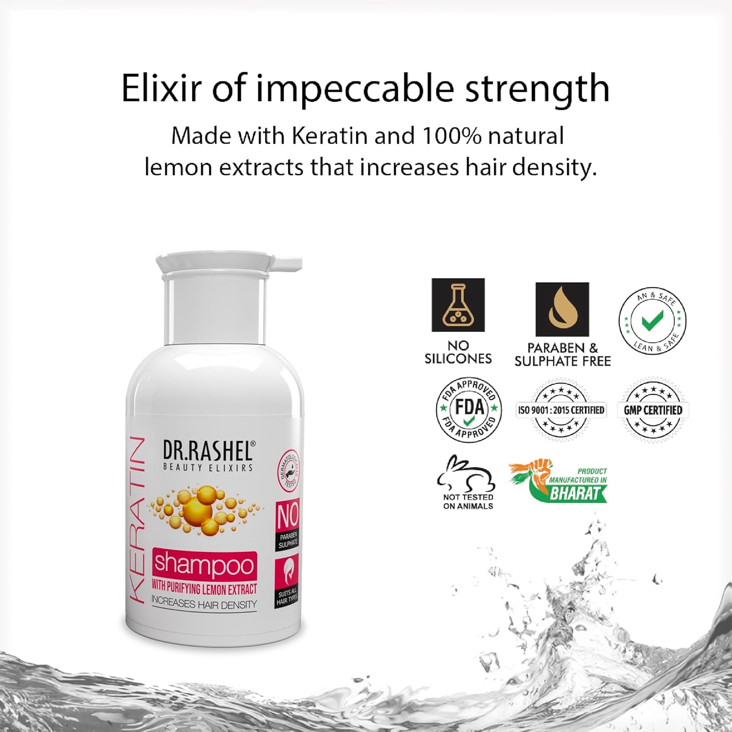 DR.Rashel Keratin Shampoo Enriched with Goodness of Keratin & Lemon Extract | Deep Hair care | Sutiable For Shiny, Smooth & Breakage Free Healthy Hair For Men Women 250 ML Dr. Rashel