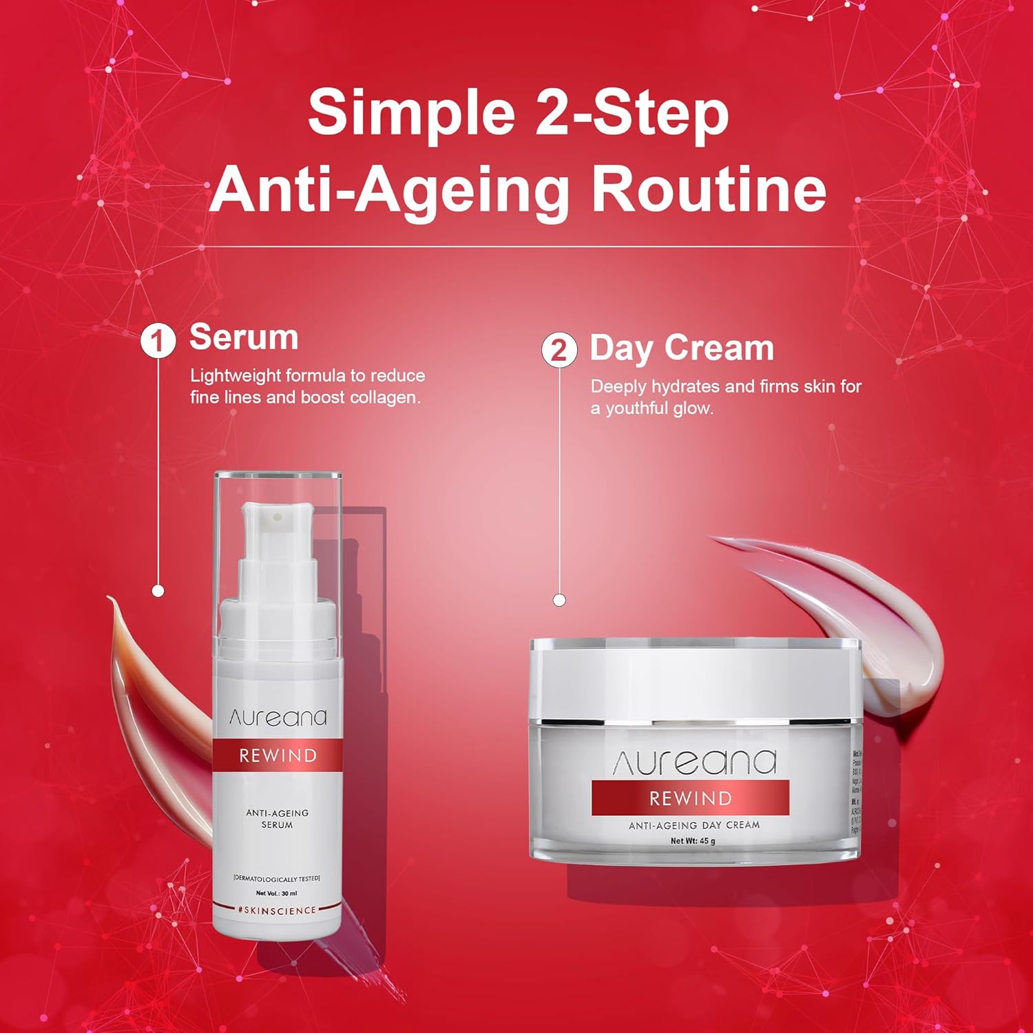 Aureana Rewind Anti-Ageing Face Serum (30ml) | Reduces Wrinkles & Boosts Collagen | 100% Veg, Sulphate-Free, Hypoallergenic | Dermatologically Tested BEAUTY BUMBLE