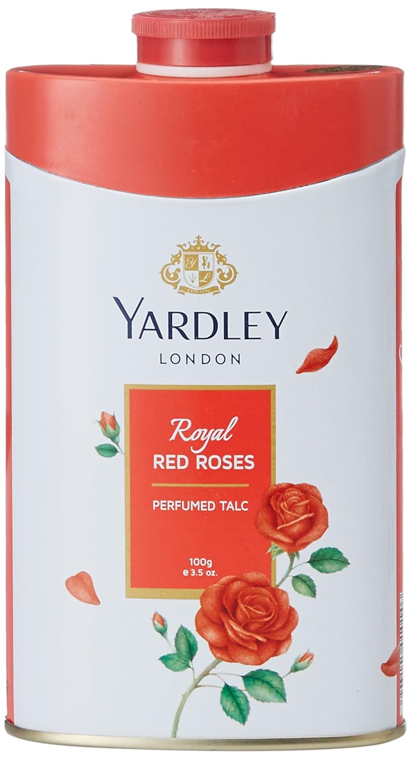 Yardley London Royal Red Roses Perfumed Talc – Luxurious Floral Freshness for Soft & Smooth Skin 100G Yardley London