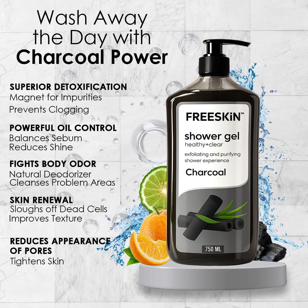 Freeskin Charcoal Shower Gel 750ML freeskin