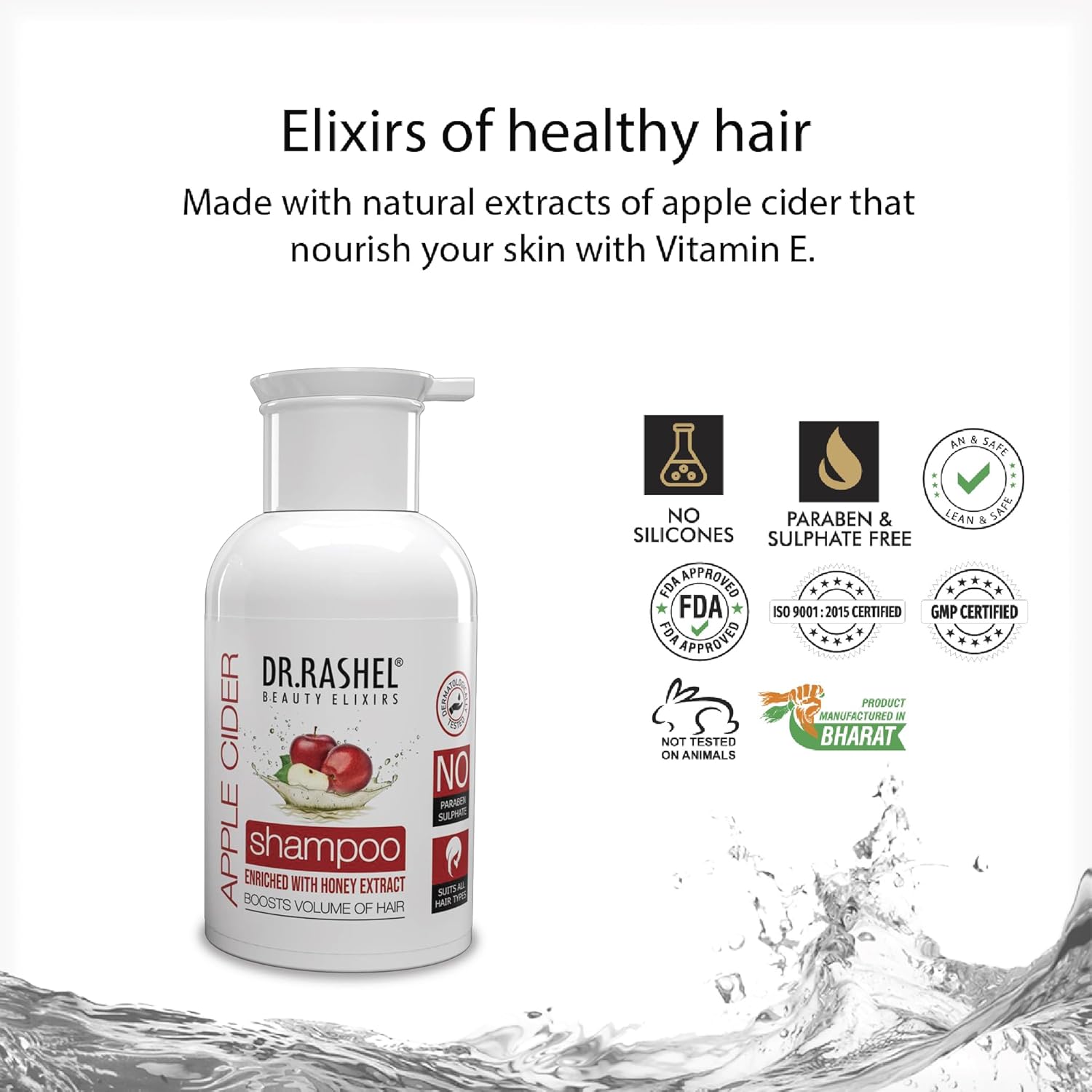 DR.Rashel Apple Cider Vinegar Shampoo for Men & Women | Promotes Healthy scalp | Suitable for Dry & Frizzy Hair 250 ML Dr. Rashel
