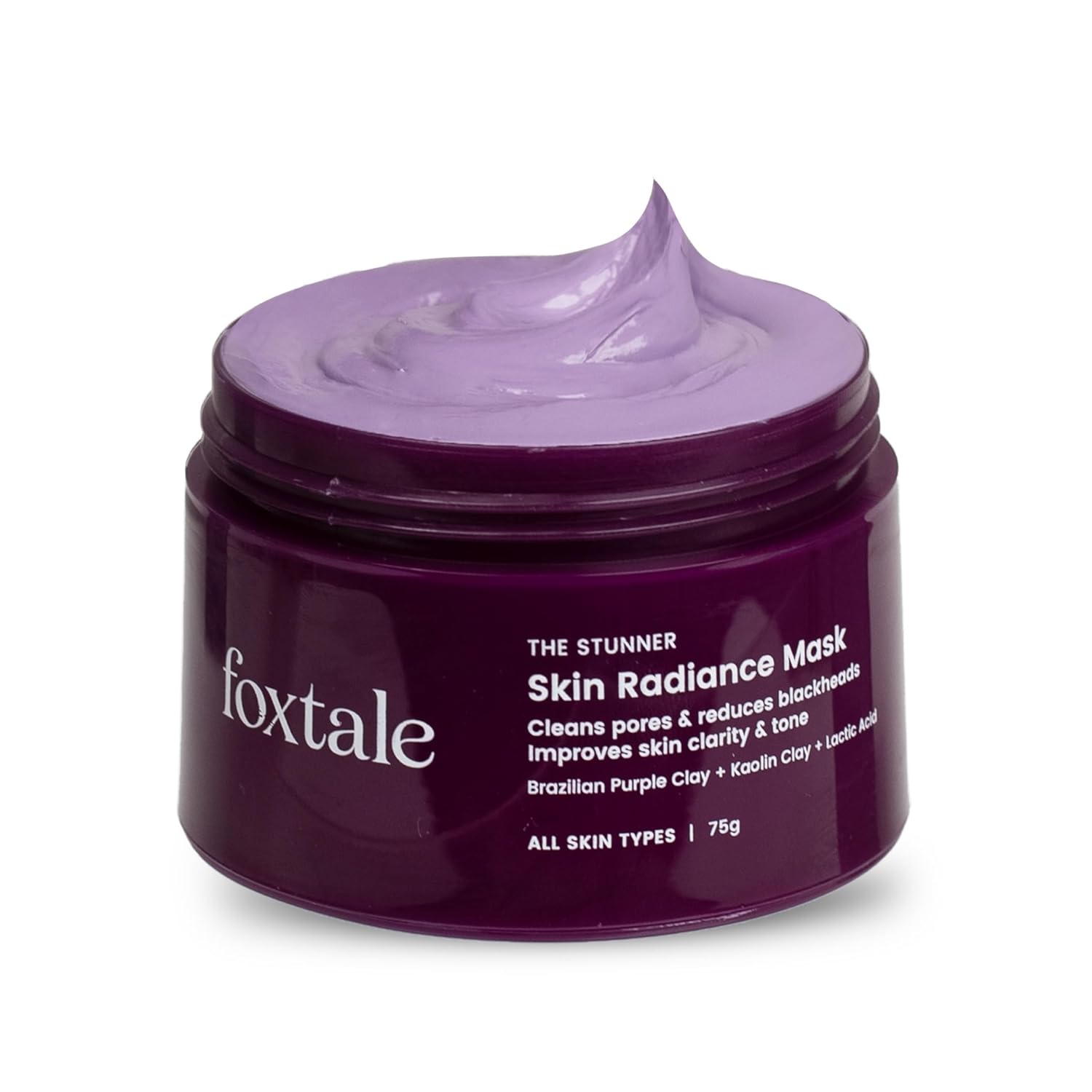 Foxtale De-Tan Face Mask for Glowing Skin| Clay Mask with Lactic Acid for Tan Removal, Reduction in Blackheads, Instant Brightening| New-Age Ubtan Face Pack for All Skin Types | Men & Women- 75g FOXTALE