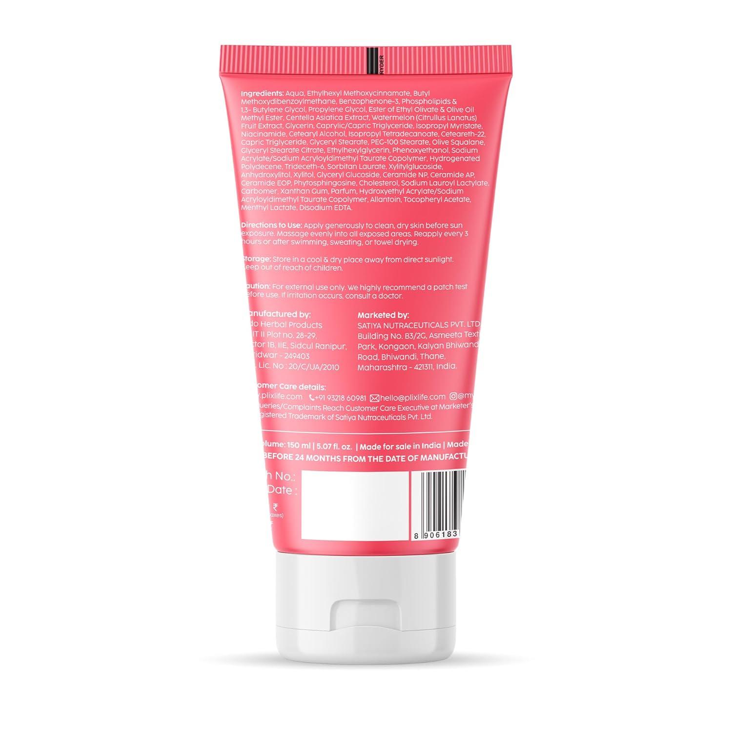 Plix Watermelon Hydra-Cool Sunscreen Body Lotion SPF 50 | PA++++ 150ml PLIX