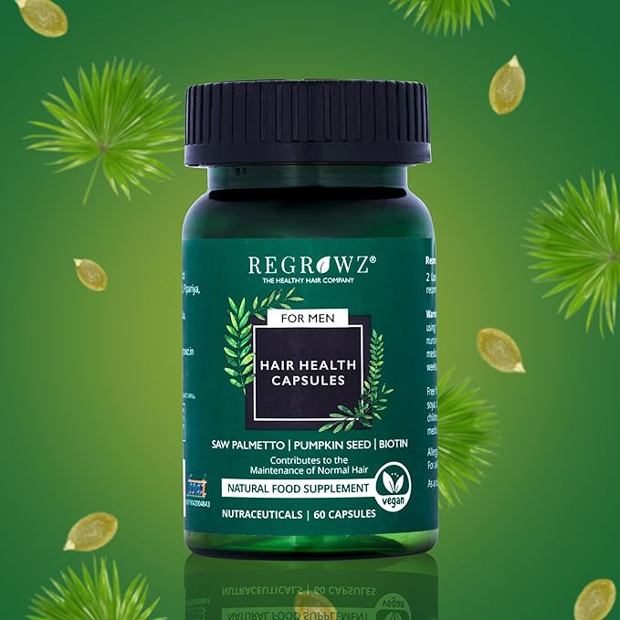 Regrowz Hair Capsules for Men – With Biotin, Pumpkin Seeds & Herbal Extracts | Nutritional Hair Supplement for Well-Groomed, Fuller Appearance, 60 Capsules Beauty Bumble