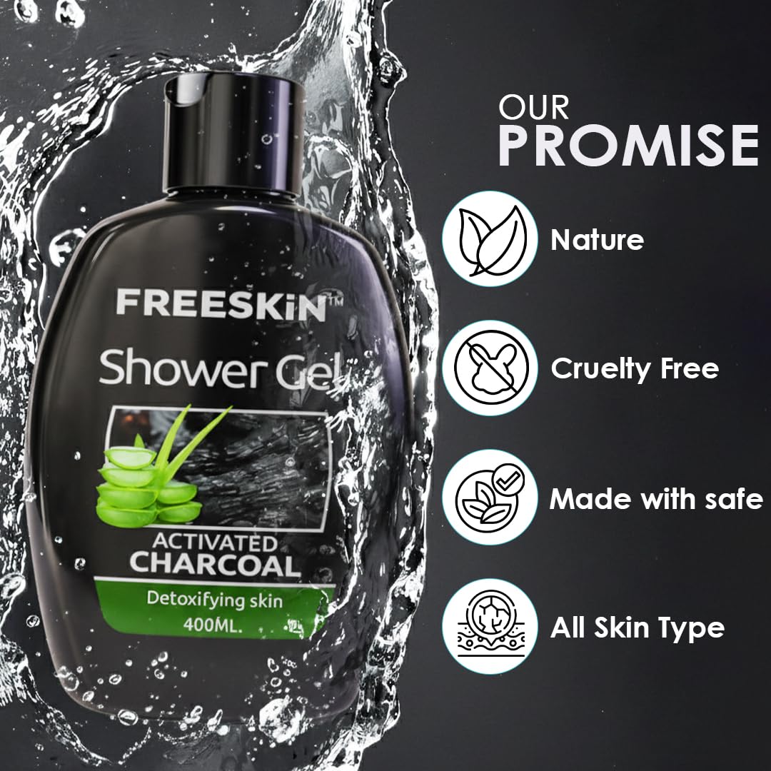 Freeskin Activated Charcoal Shower Gel 400ML freeskin