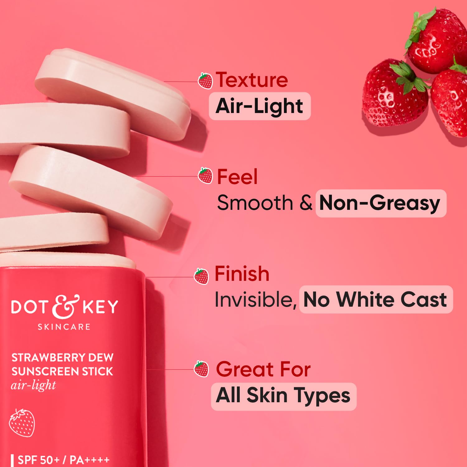 DOT & KEY Strawberry | Dew Sunscreen | Stick On-The-Go Spf 50 Pa+++ | 20G Dot & Key