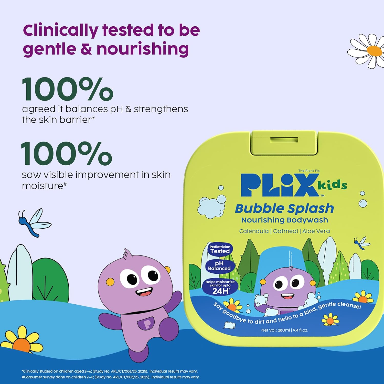 Plix Kids Bubble Splash Nourishing Body Wash | Gentle cleansing without dryness | 24-hour hydration | Strengthens skin barrier & soothes sensitive skin | Sulfate-free & dermatologically tested | 280ml Beauty Bumble