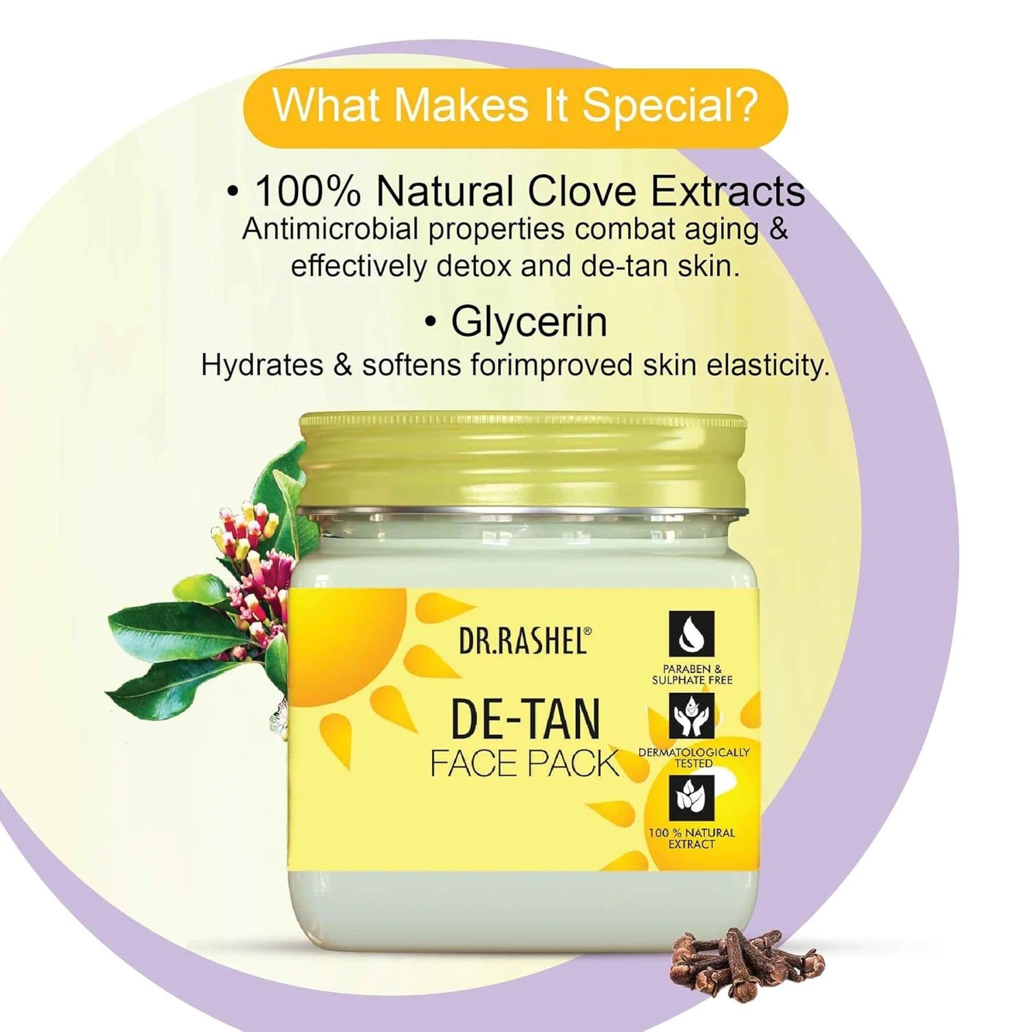DR.RASHEL De-Tan Face Pack for Glowing Skin, Oil Control, Acne, Pimples, Detan, Blemishes, Pigmentation & Brightening, Face Cleansing for Face & Body (380 Ml) Dr. Rashel